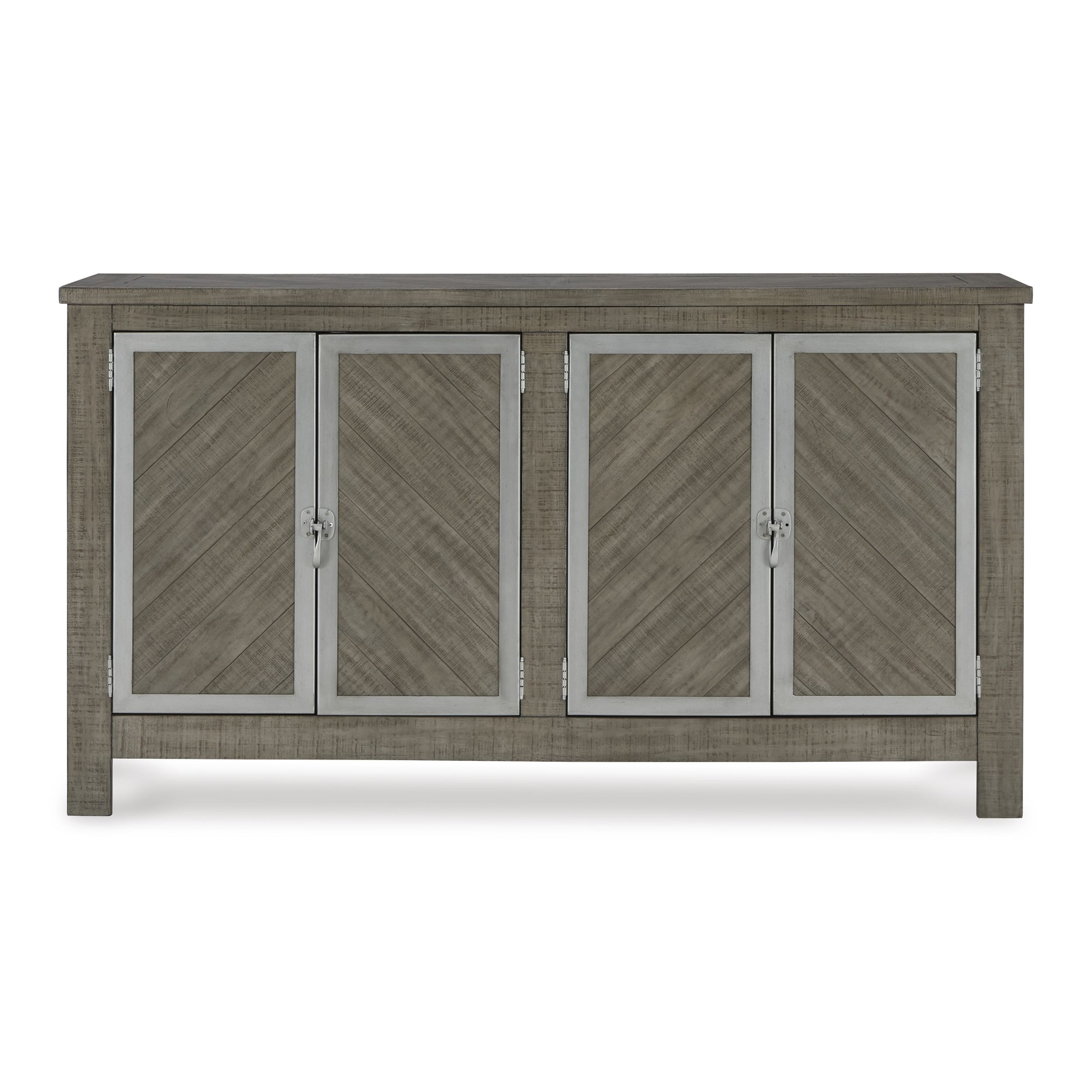 Krystanza Wood Dining Server - 4-Door Weathered Gray Buffet