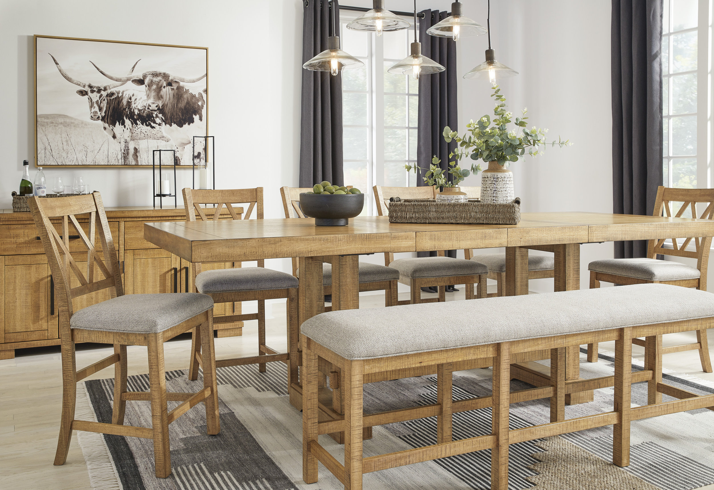 Havonplane XL Counter Height Bench - Upholstered Wood | Sohomod