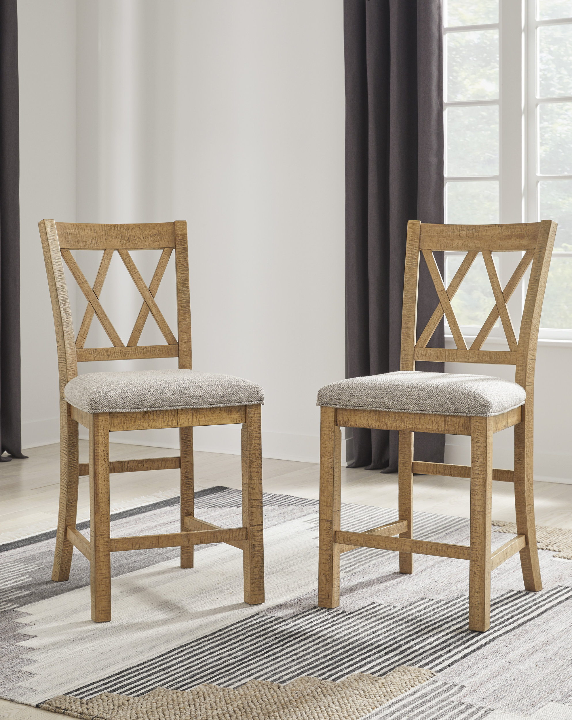 Havonplane Wood Barstool - Upholstered Bar Height | Sohomod