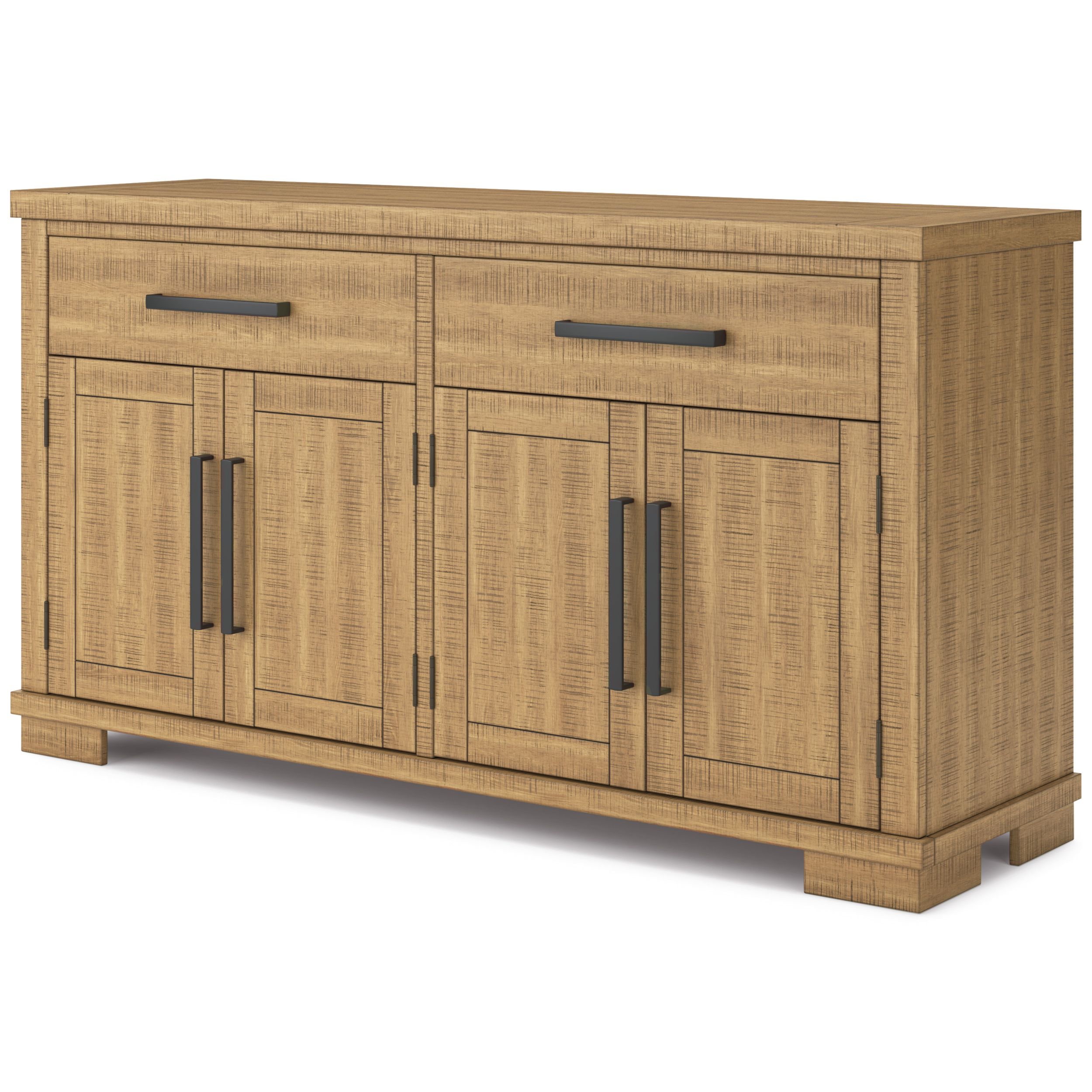 Havonplane Rustic Wood Dining Server - 4-Door Buffet Cabinet