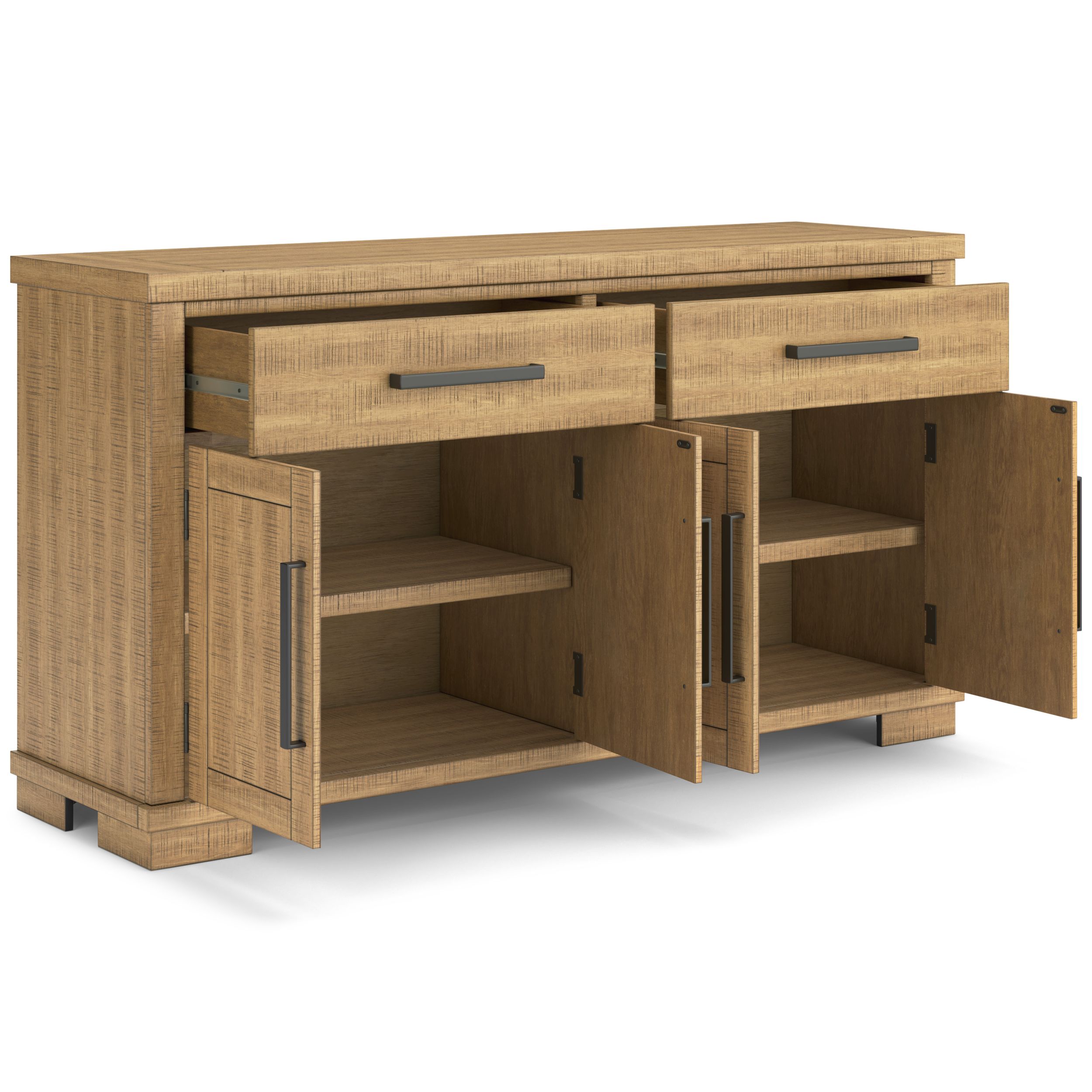 Havonplane Rustic Wood Dining Server - 4-Door Buffet Cabinet
