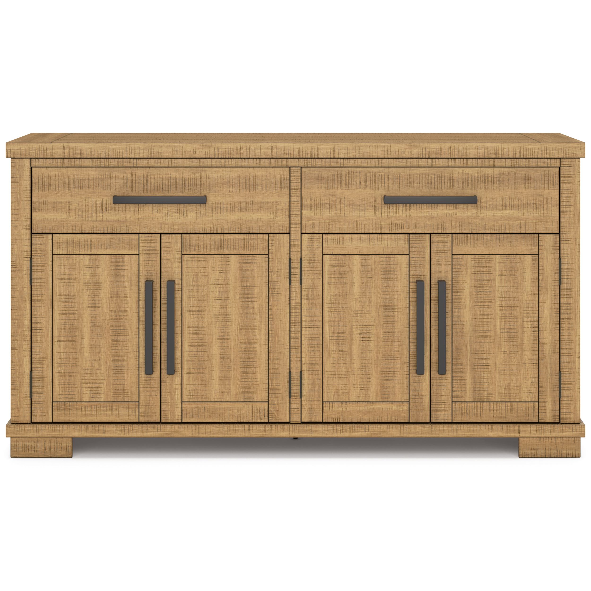 Havonplane Rustic Wood Dining Server - 4-Door Buffet Cabinet