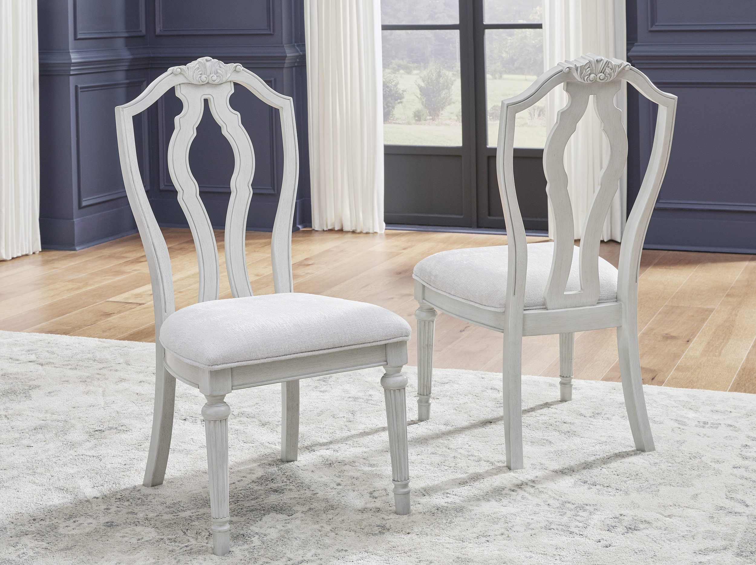 Montelaine Traditional Upholstered Dining Side Chair | Antique White