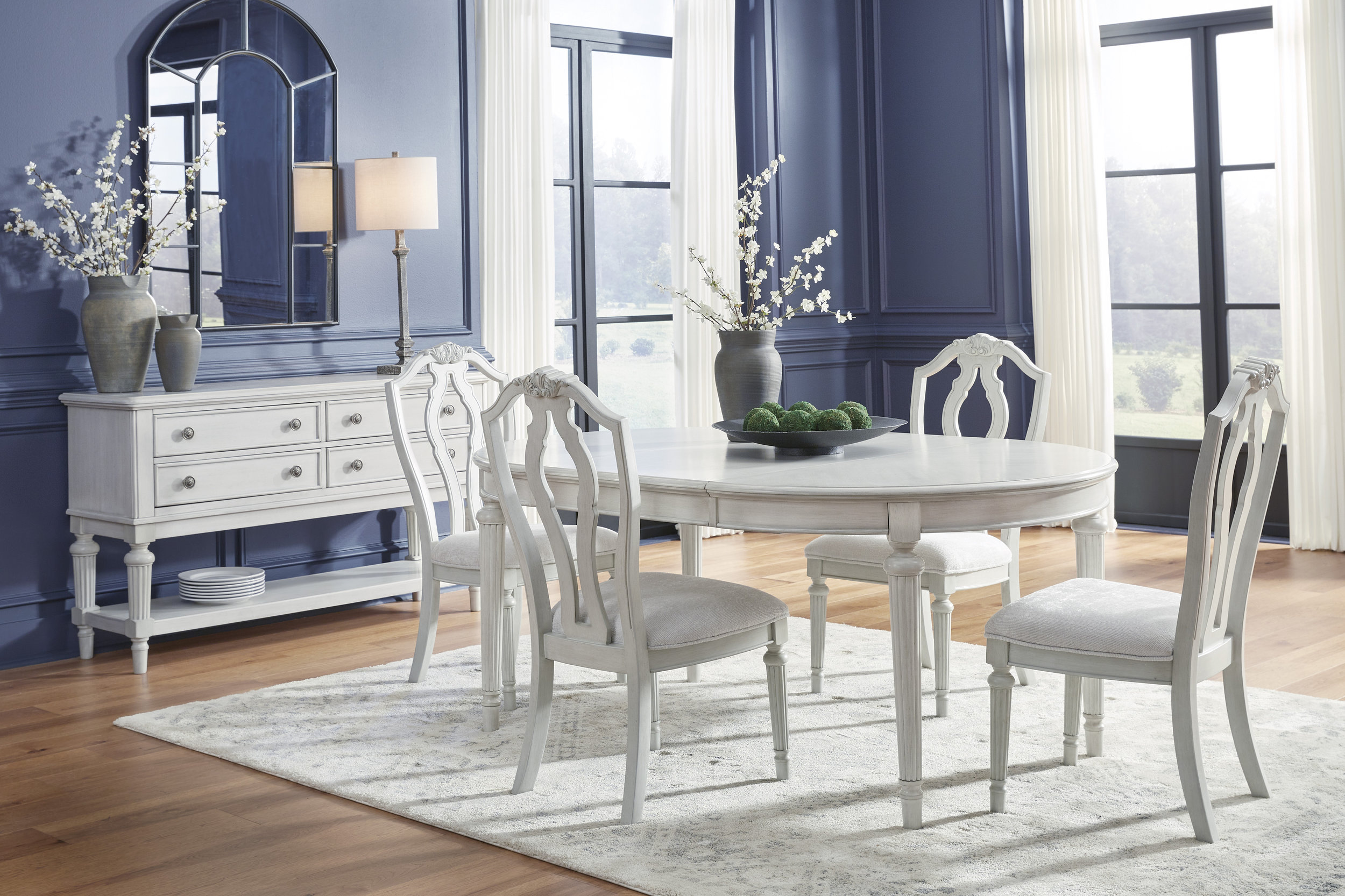 Montelaine Traditional Upholstered Dining Side Chair | Antique White