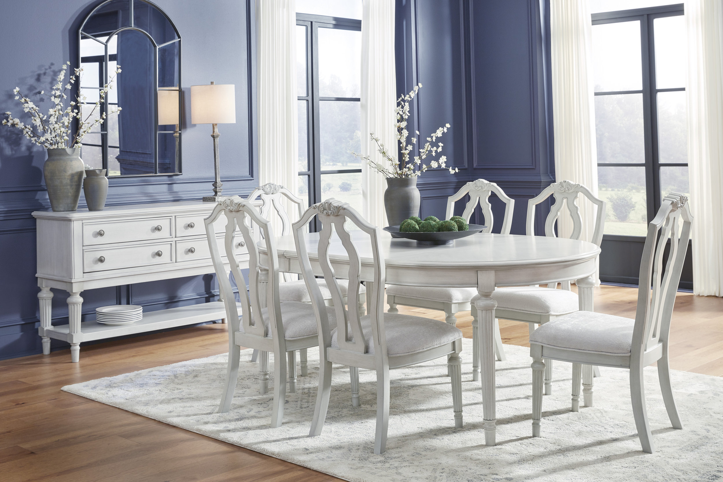 Montelaine Traditional Upholstered Dining Side Chair | Antique White
