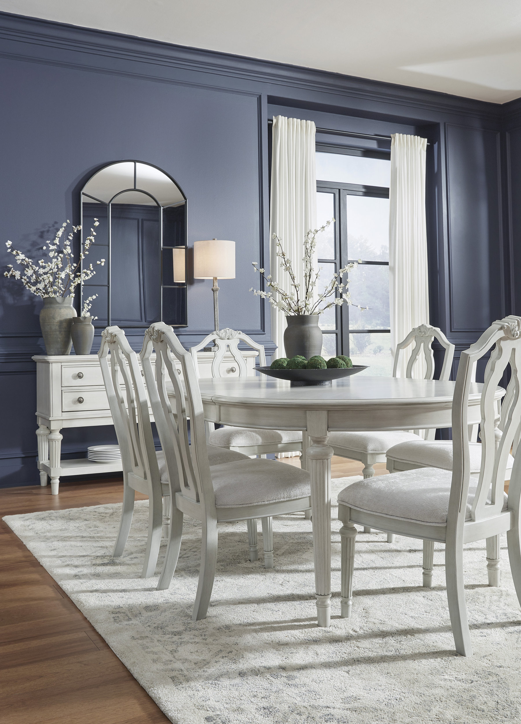 Montelaine Traditional Upholstered Dining Side Chair | Antique White