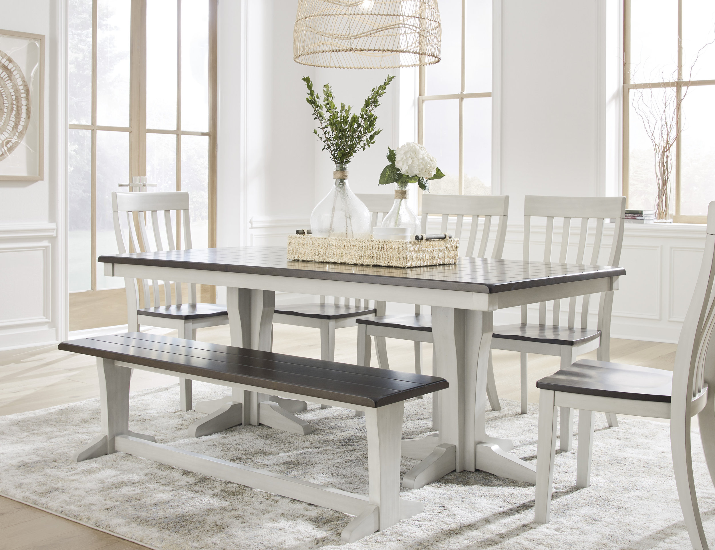 Darborn Large Dining Room Bench | Gray-Brown Wood Finish