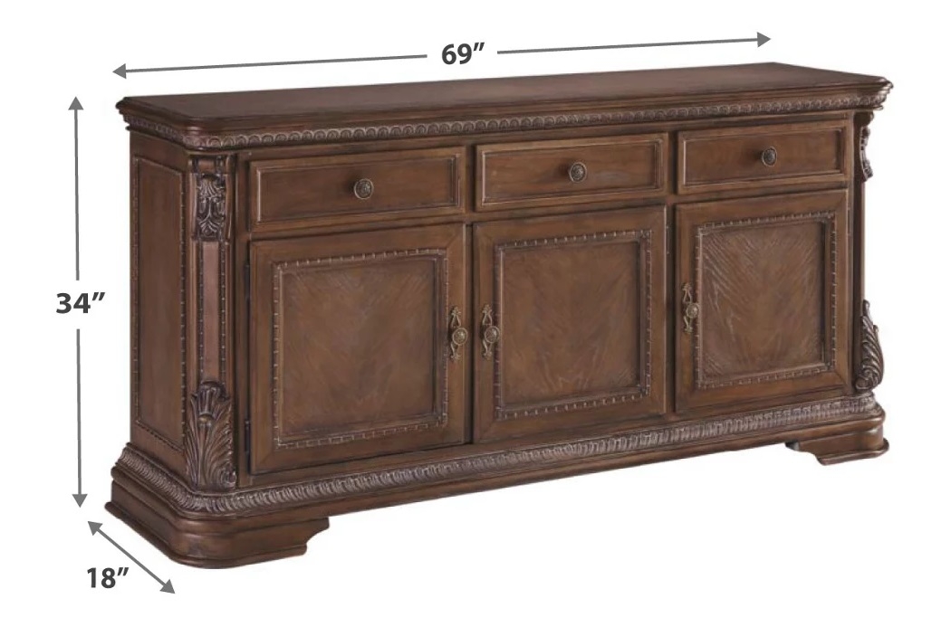 Charmond Wood 3-Door & Drawers Buffet