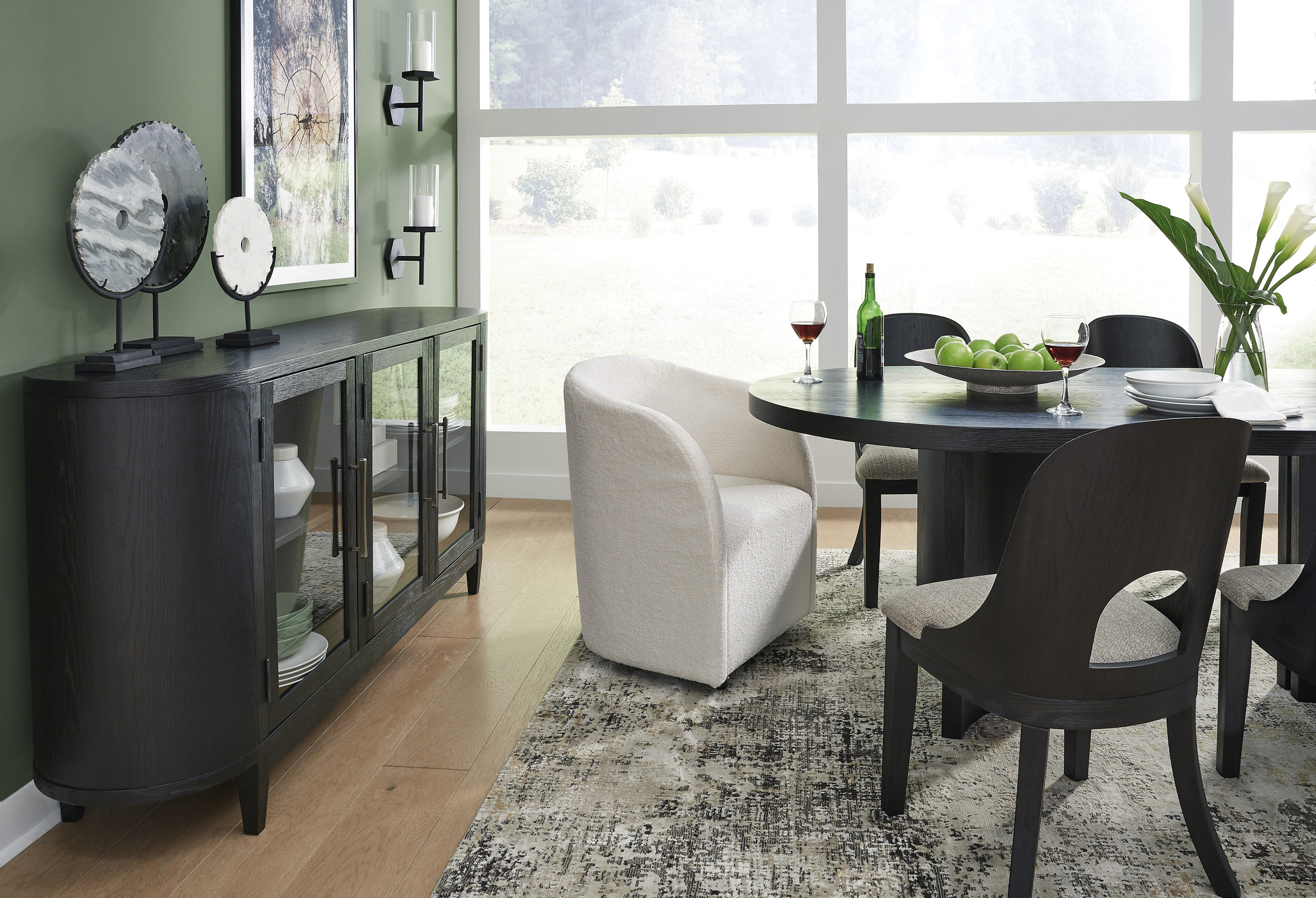 Rowanbeck Oval Wood Dining Set - Black Finish | Ashley Furniture