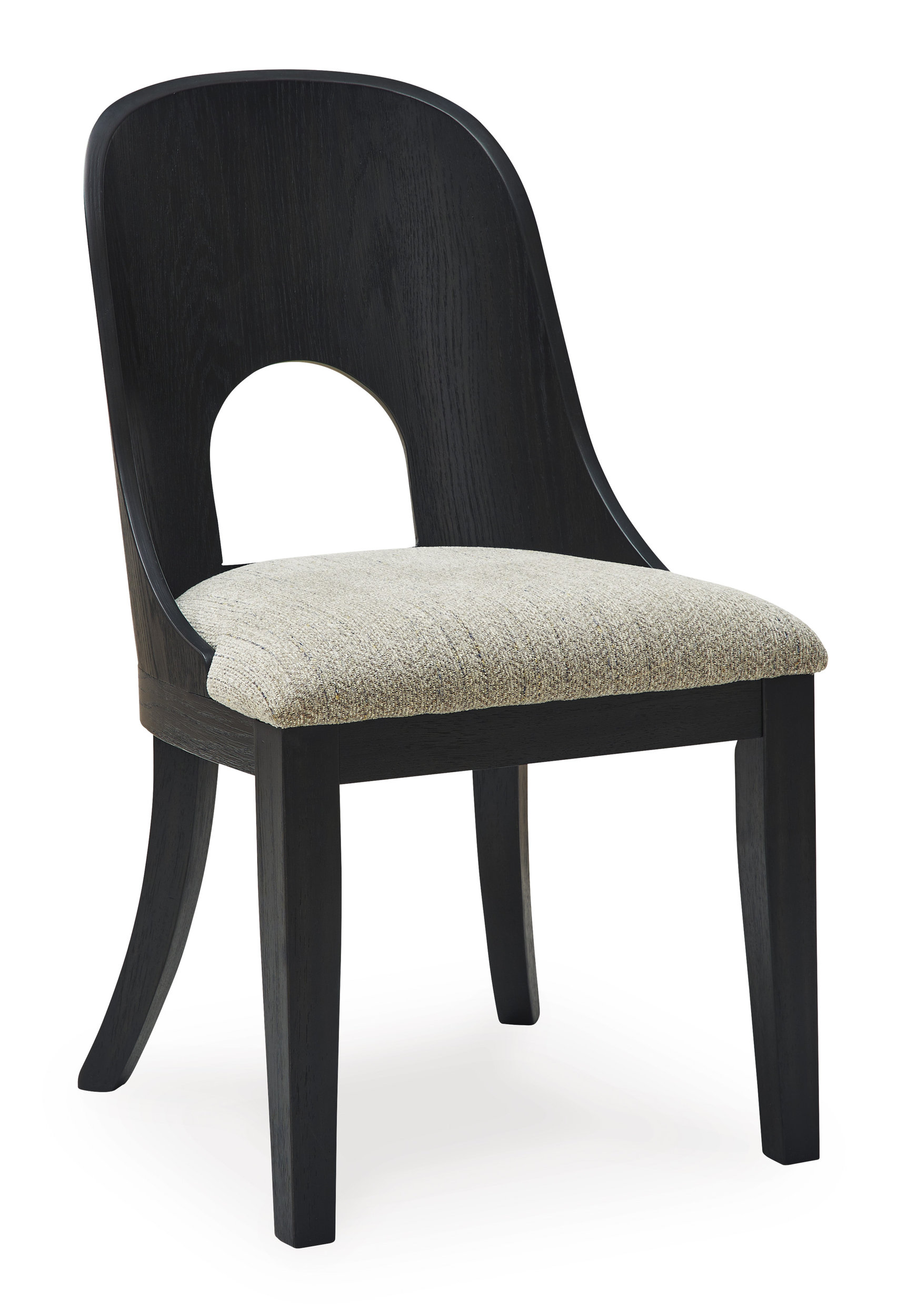 Rowanbeck Modern Dining Side Chair | Gray Fabric & Black Wood