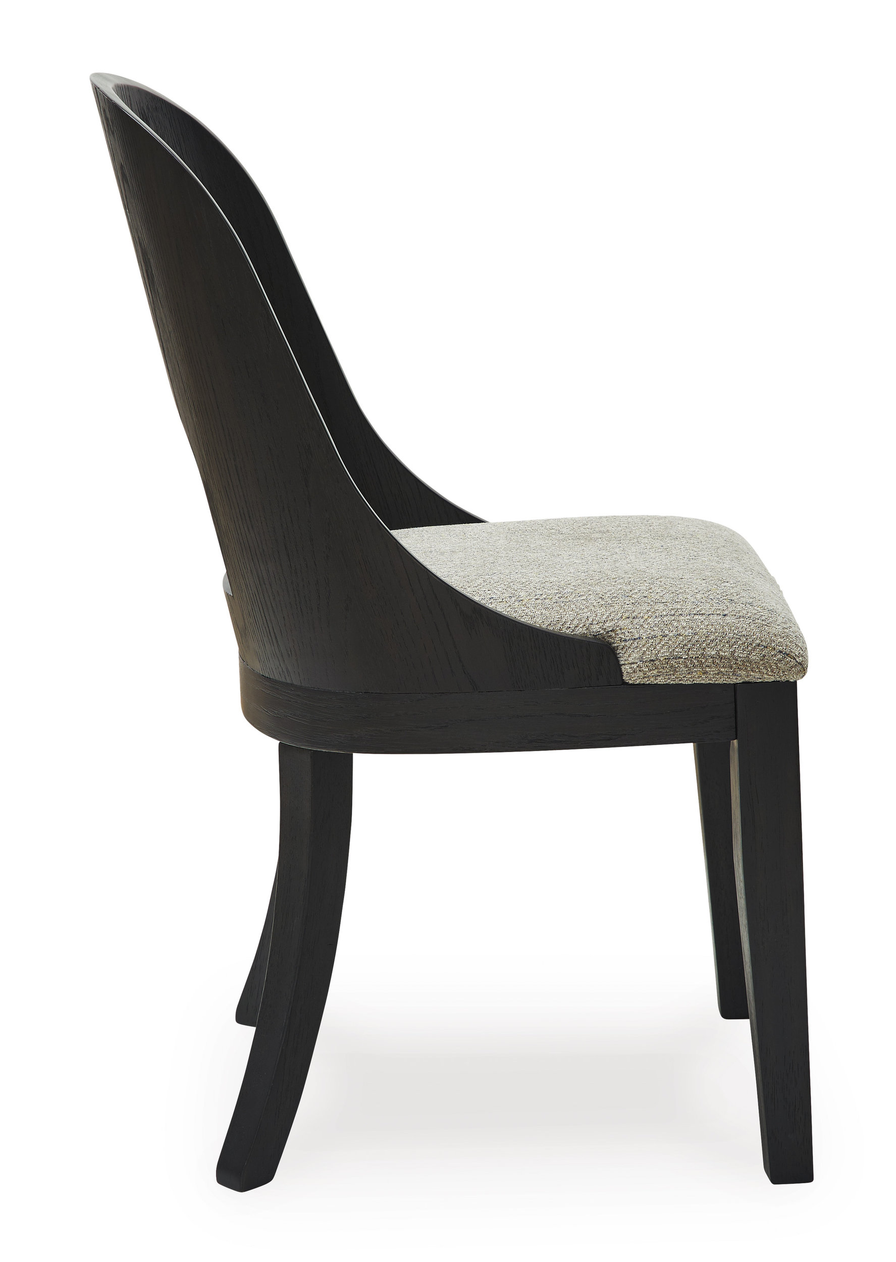 Rowanbeck Modern Dining Side Chair | Gray Fabric & Black Wood