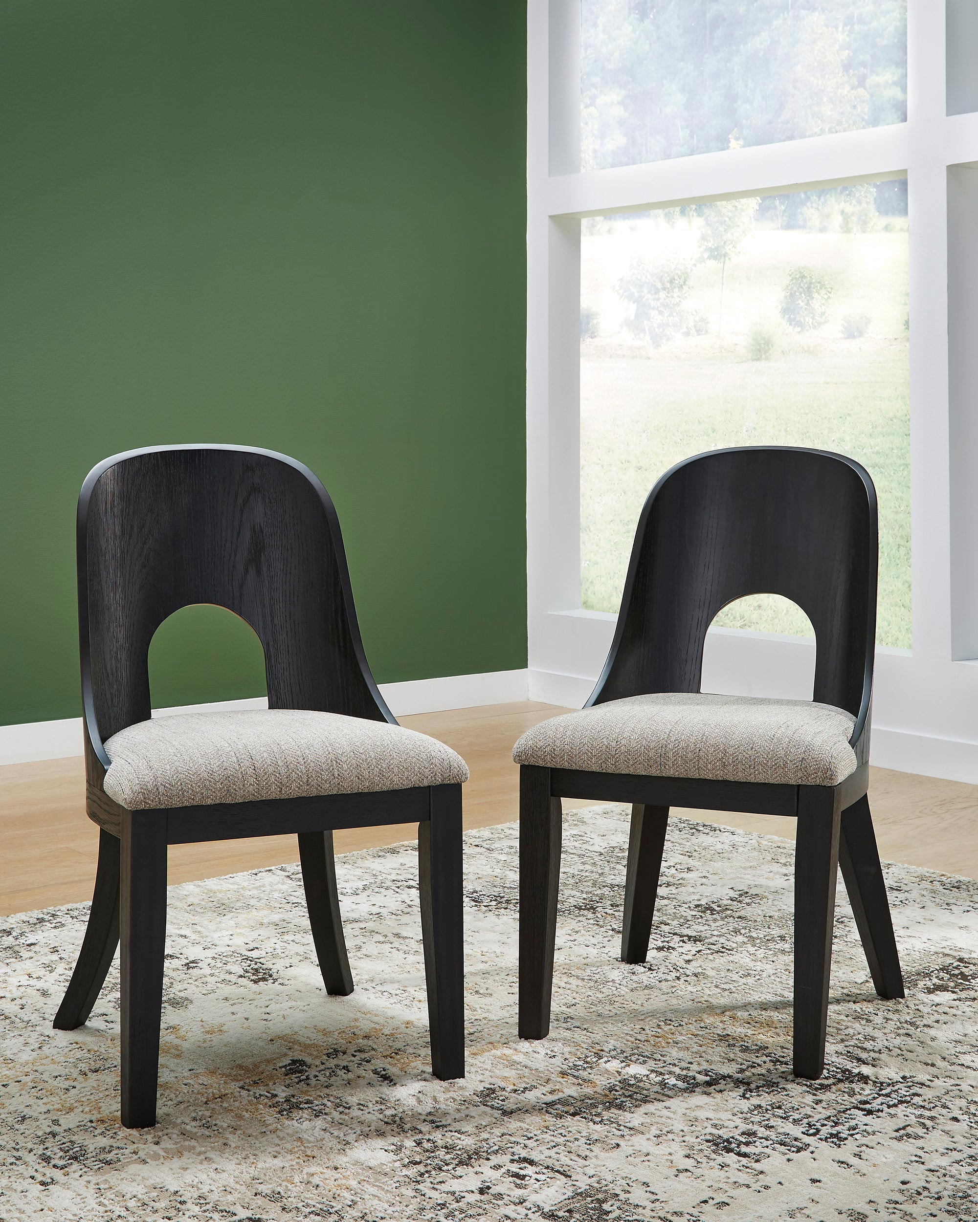 Rowanbeck Oval Wood Dining Set - Black Finish | Ashley Furniture