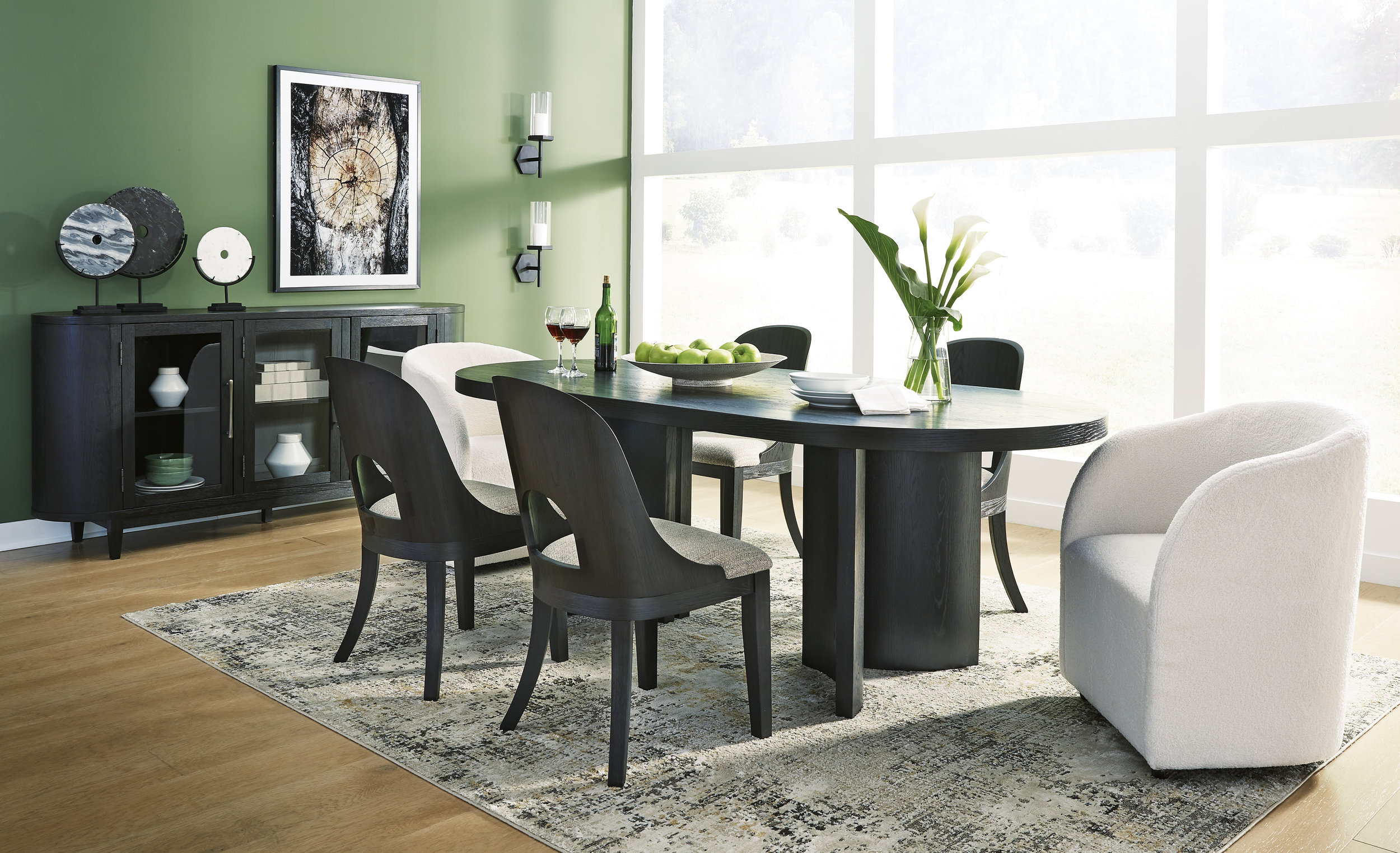 Rowanbeck Oval Wood Dining Table in Black | Ashley Furniture