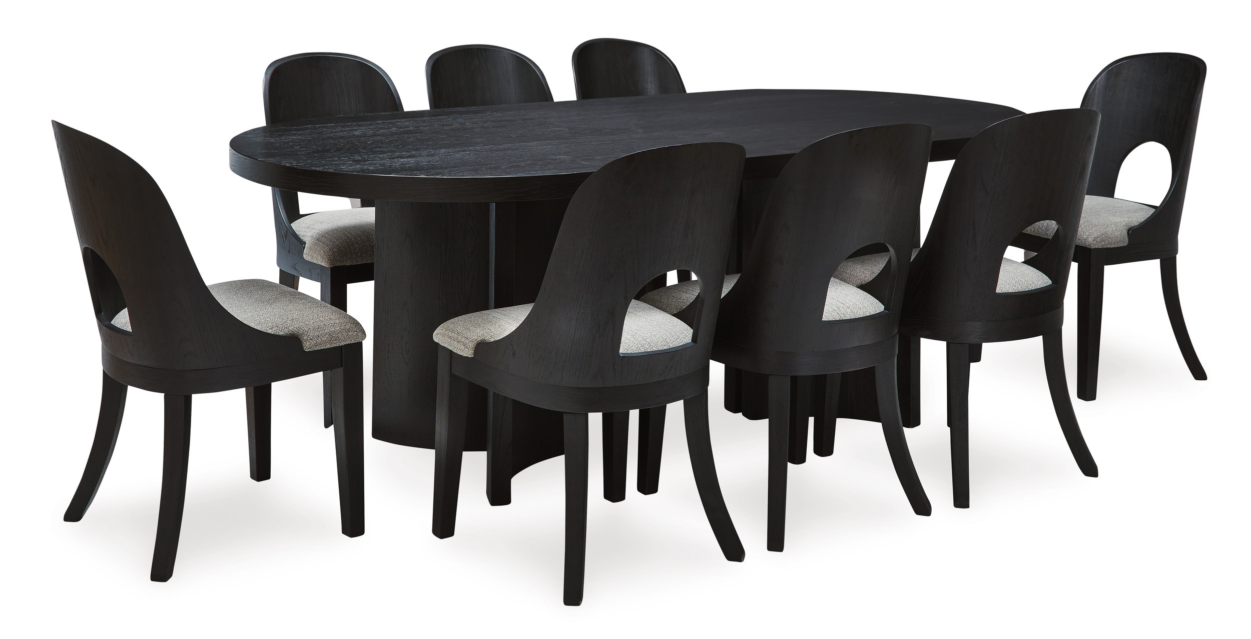 Rowanbeck Oval Wood Dining Table in Black | Ashley Furniture
