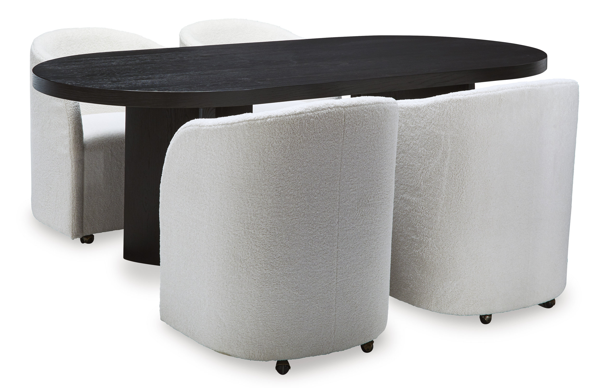 Rowanbeck Modern Upholstered Dining Arm Chair | Ivory Finish