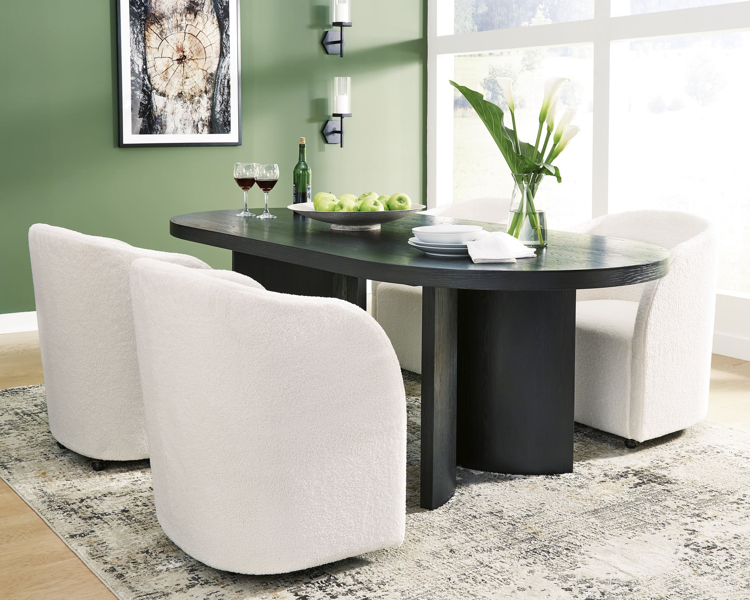 Rowanbeck Oval Wood Dining Table in Black | Ashley Furniture