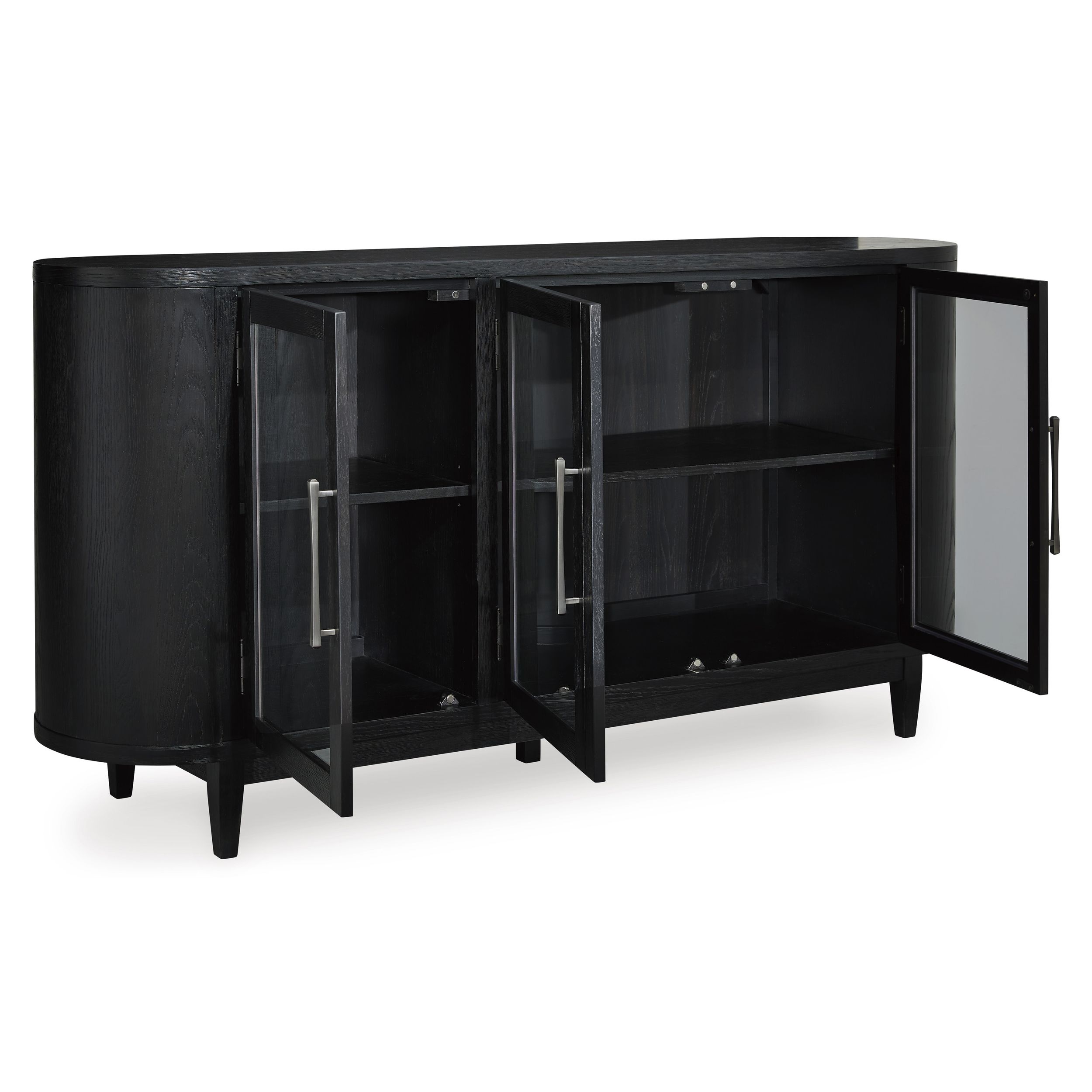 Rowanbeck Black Wood Dining Server - Art Deco 3-Door Buffet