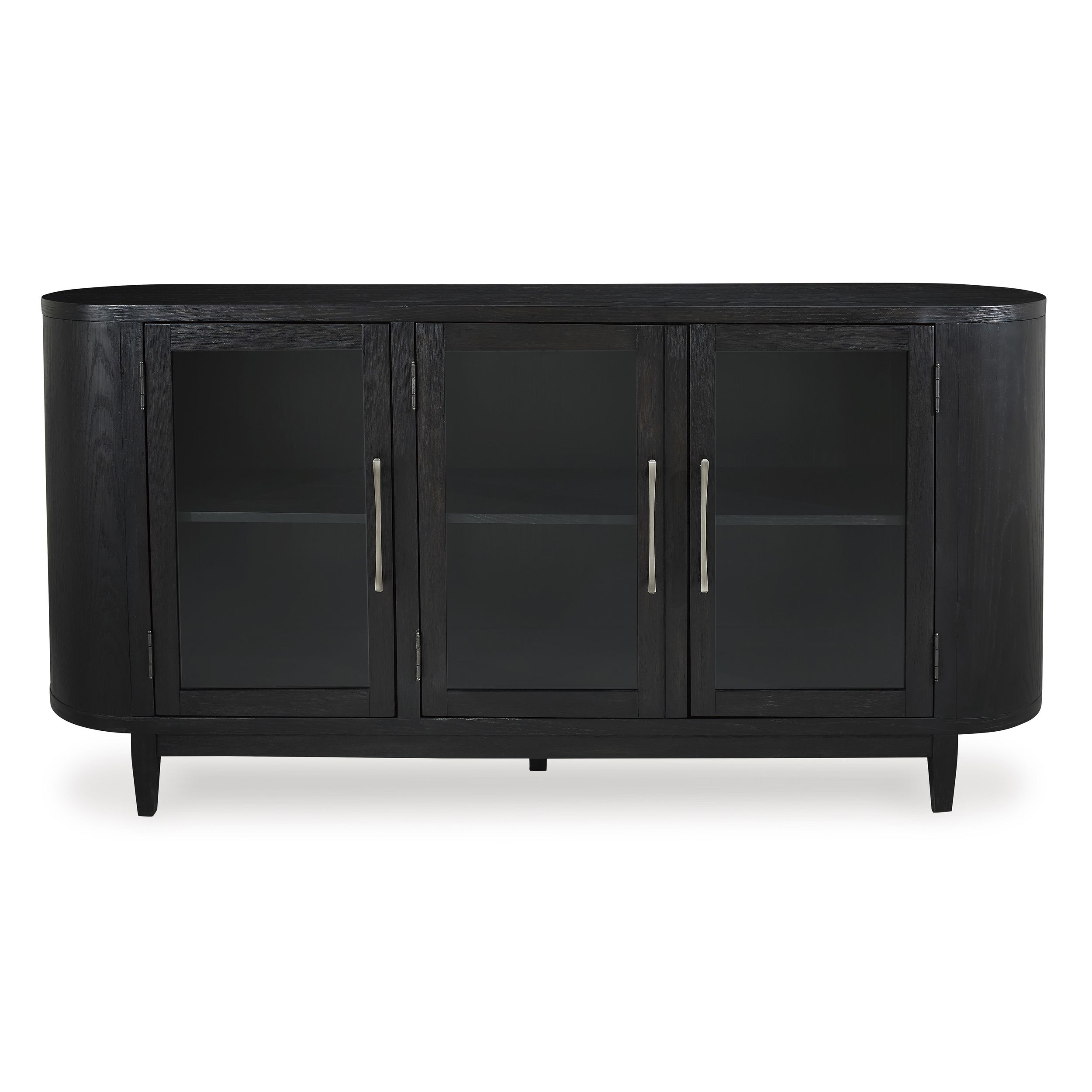 Rowanbeck Black Wood Dining Server - Art Deco 3-Door Buffet
