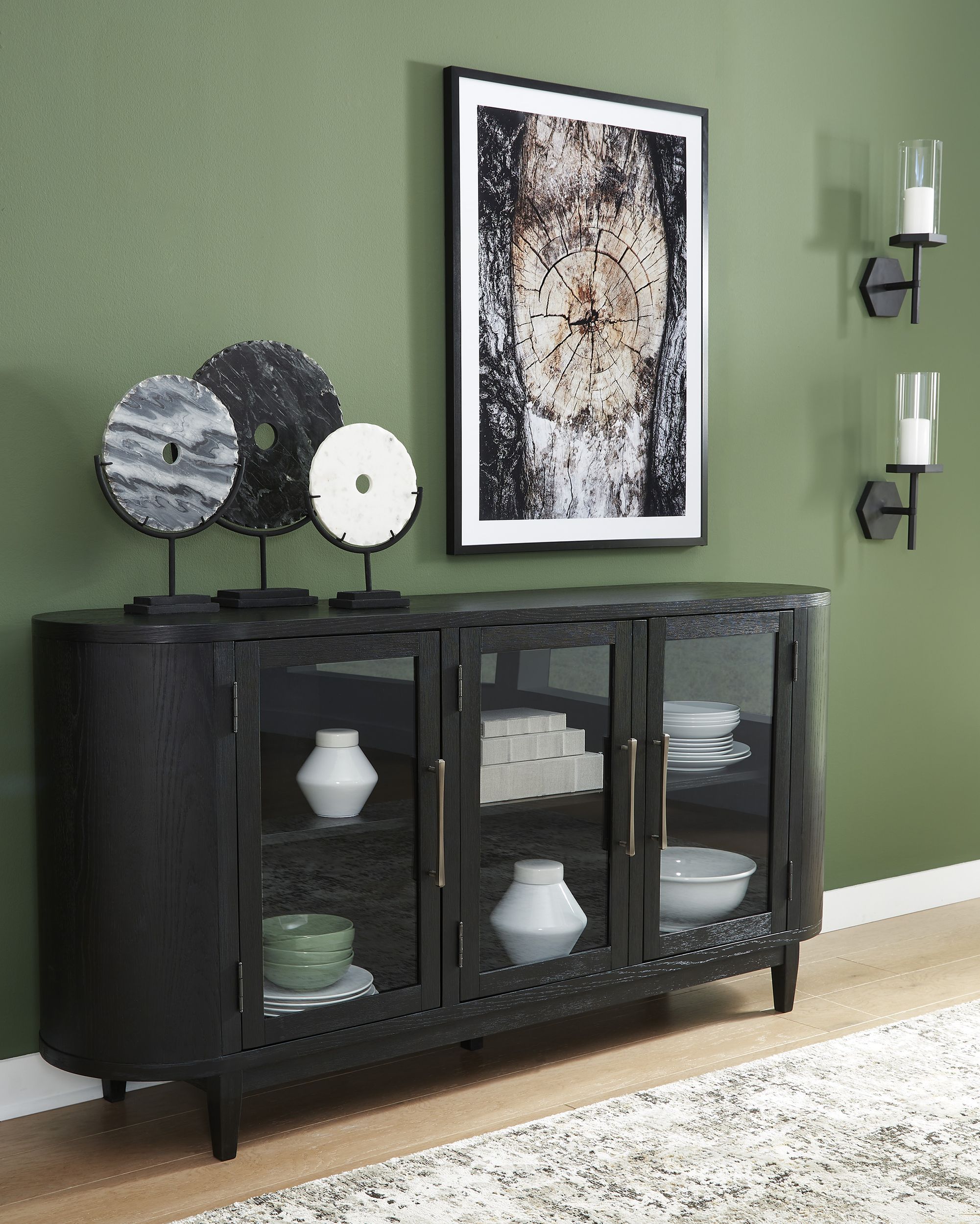 Rowanbeck Oval Wood Dining Set - Black Finish | Ashley Furniture