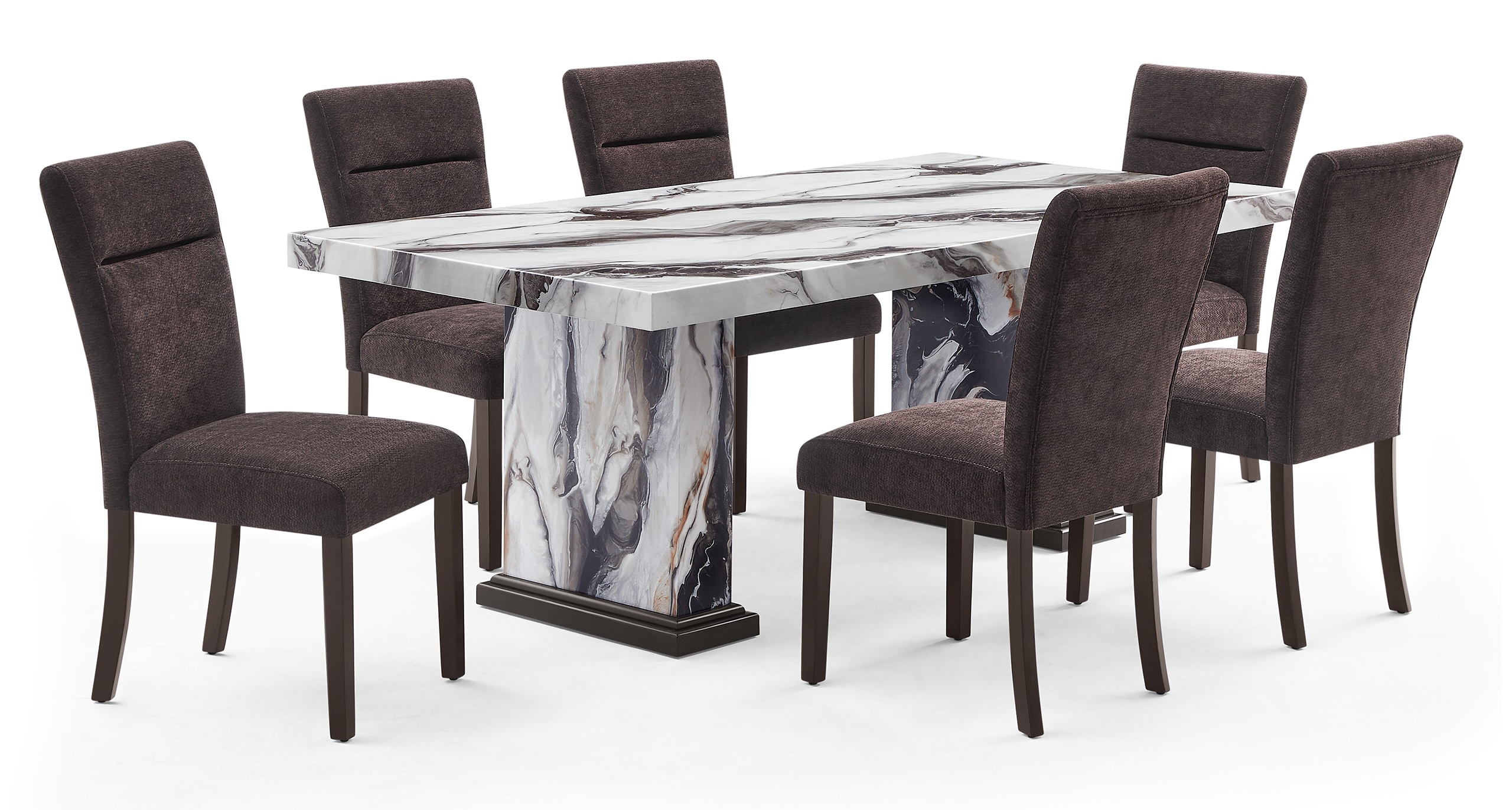 D8212 Faux Marble Rectangular Dining Room Set