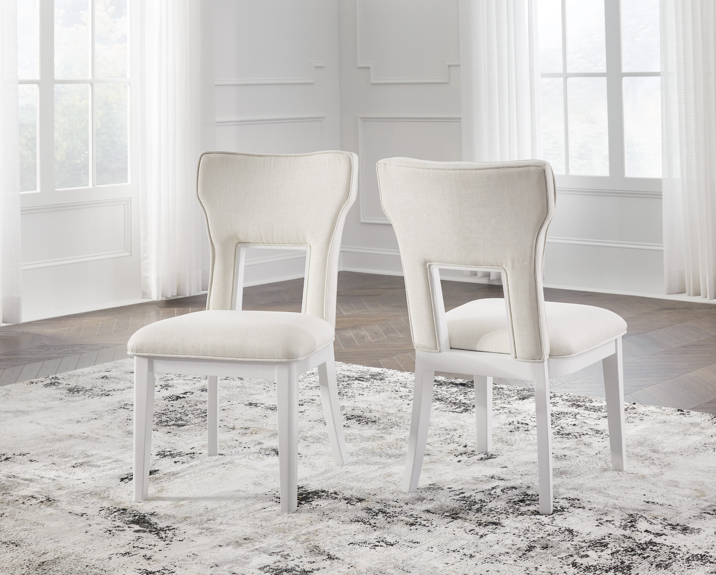 Chalanna Rectangular Extendable Dining Room Set | White & Glass