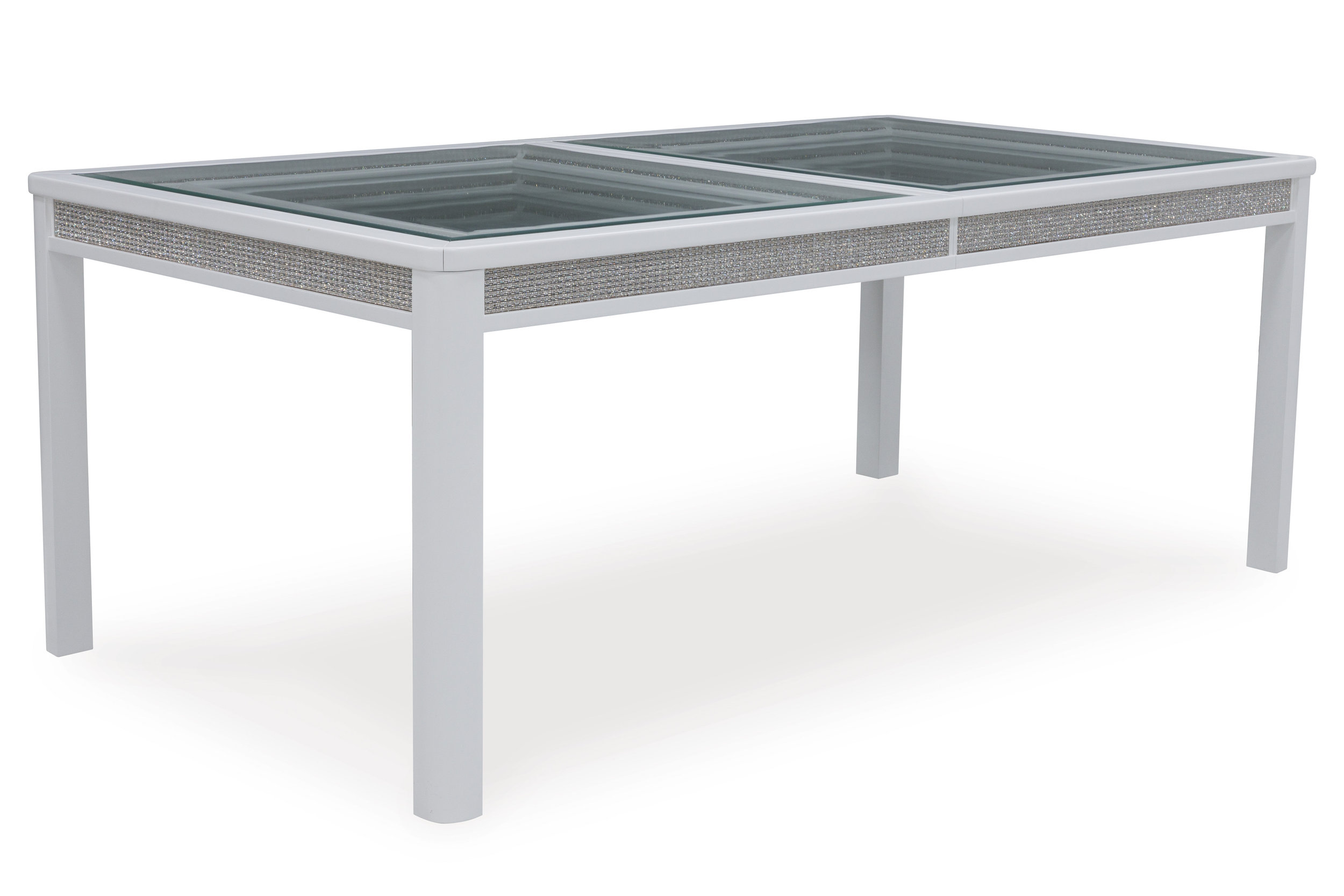 Chalanna Rectangular Extendable Dining Room Set | White & Glass