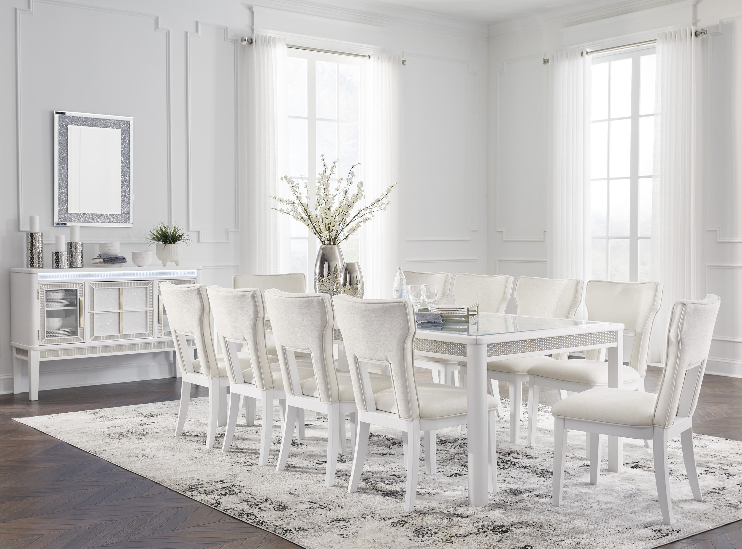 Ashley Chalanna White Extendable Dining Table - Seats 10