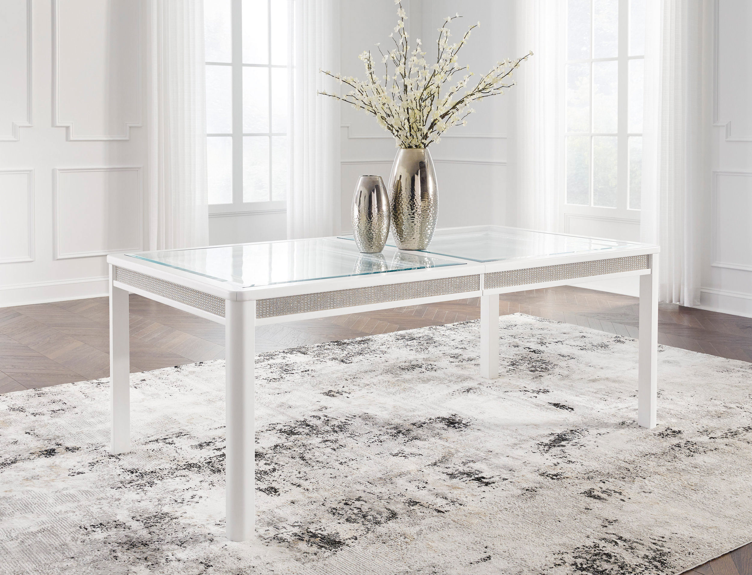 Ashley Chalanna White Extendable Dining Table - Seats 10