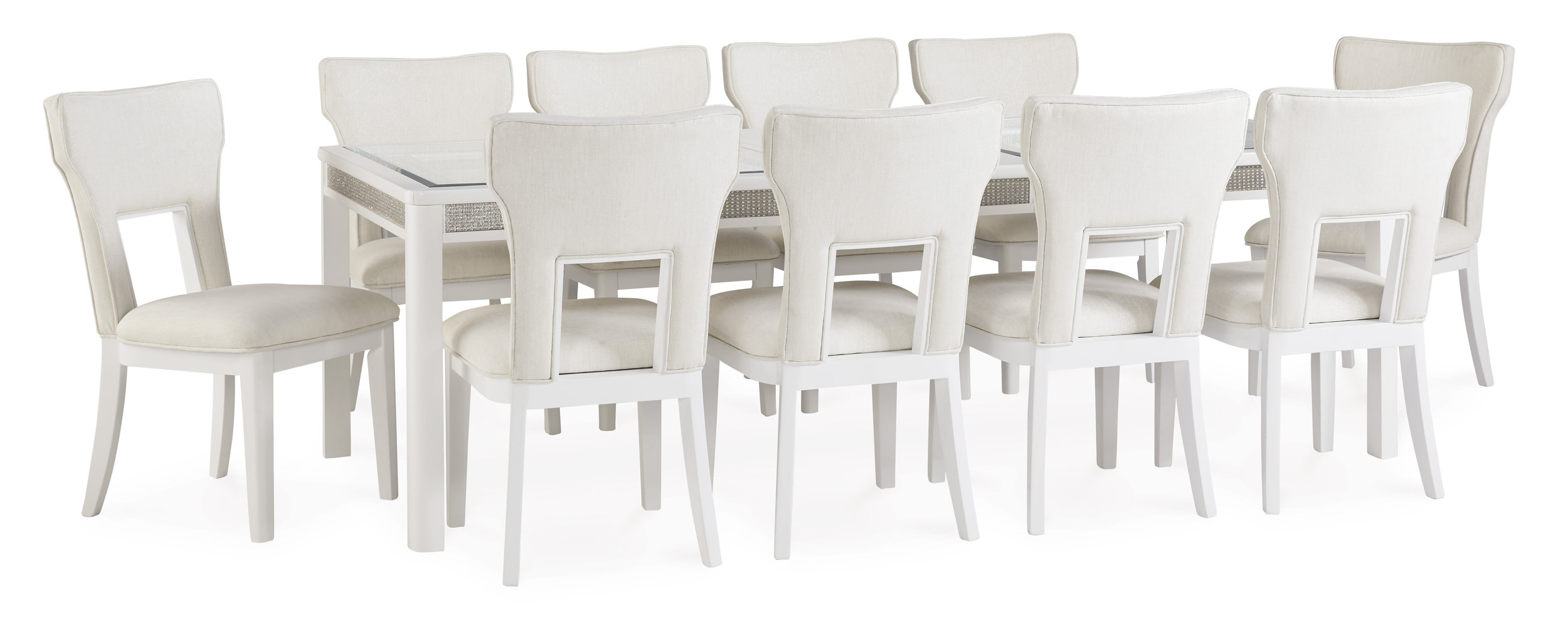 Ashley Chalanna White Extendable Dining Table - Seats 10