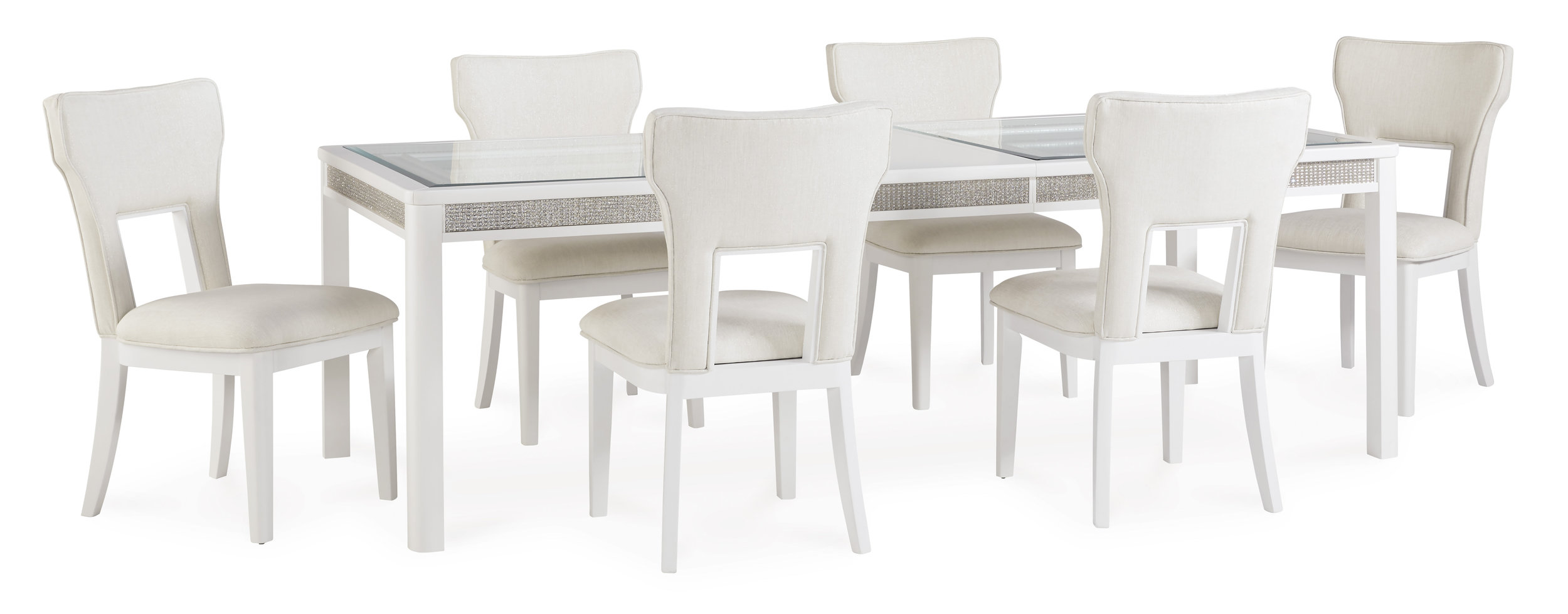 Chalanna Rectangular Extendable Dining Room Set | White & Glass