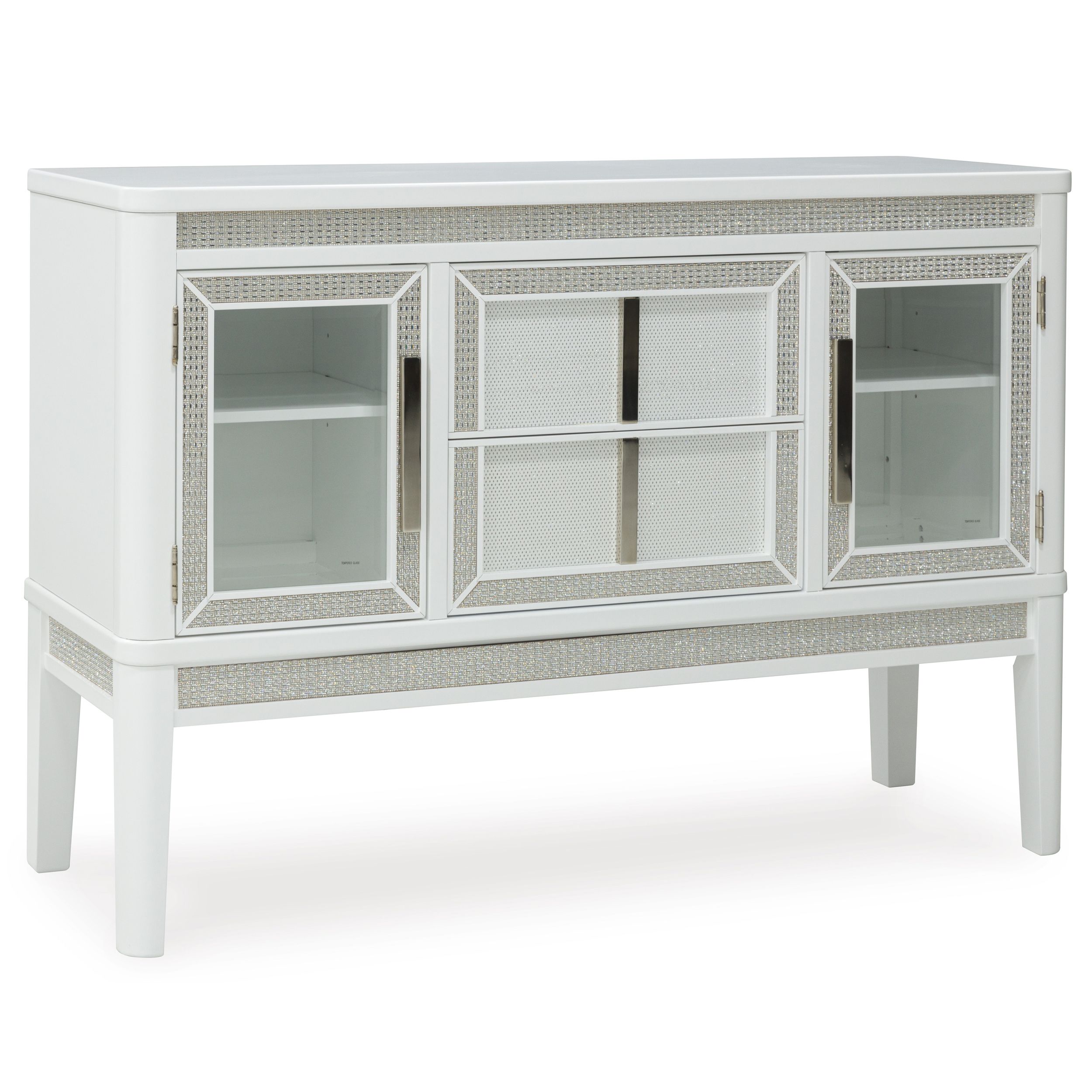 Chalanna Rectangular Extendable Dining Room Set | White & Glass