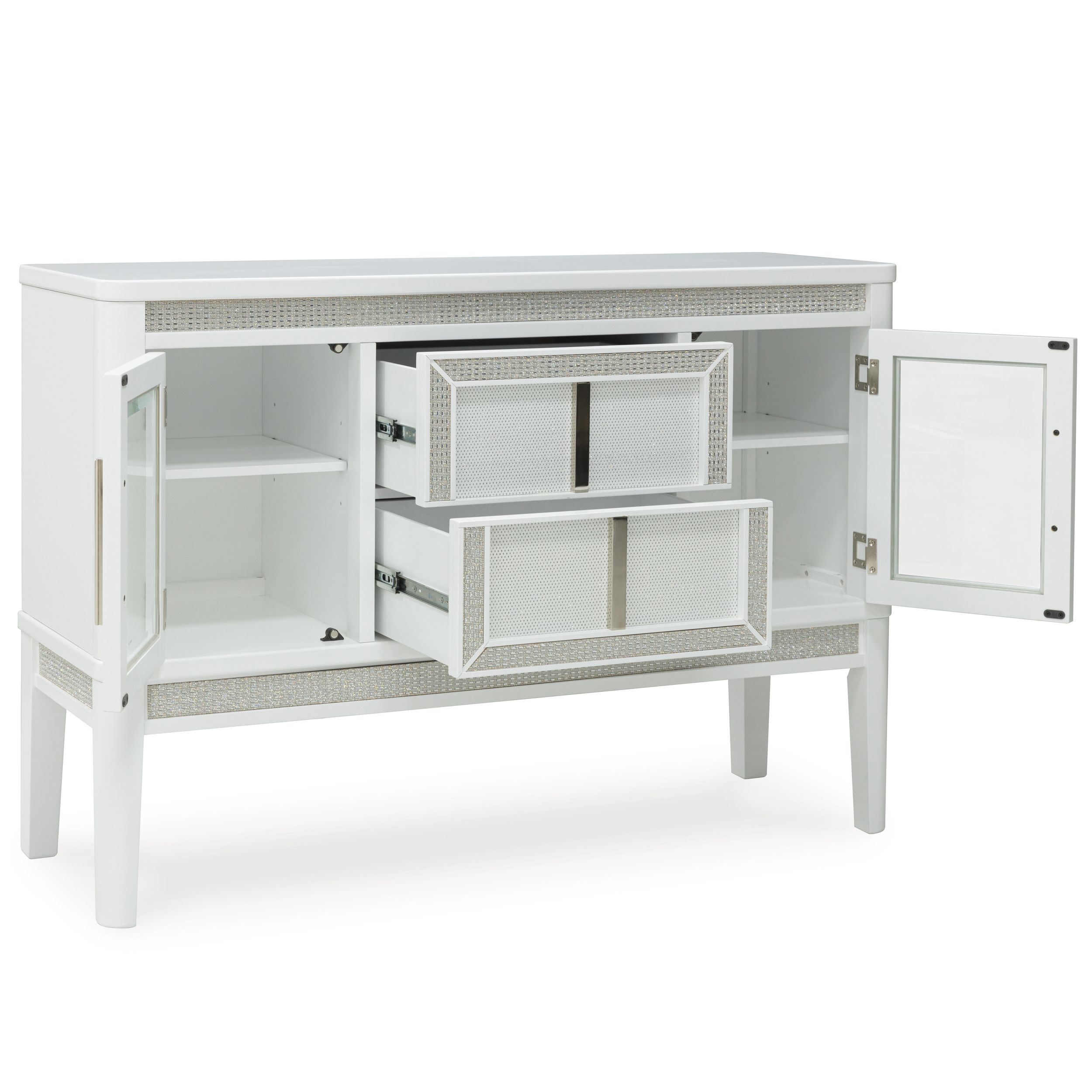 Chalanna Rectangular Extendable Dining Room Set | White & Glass