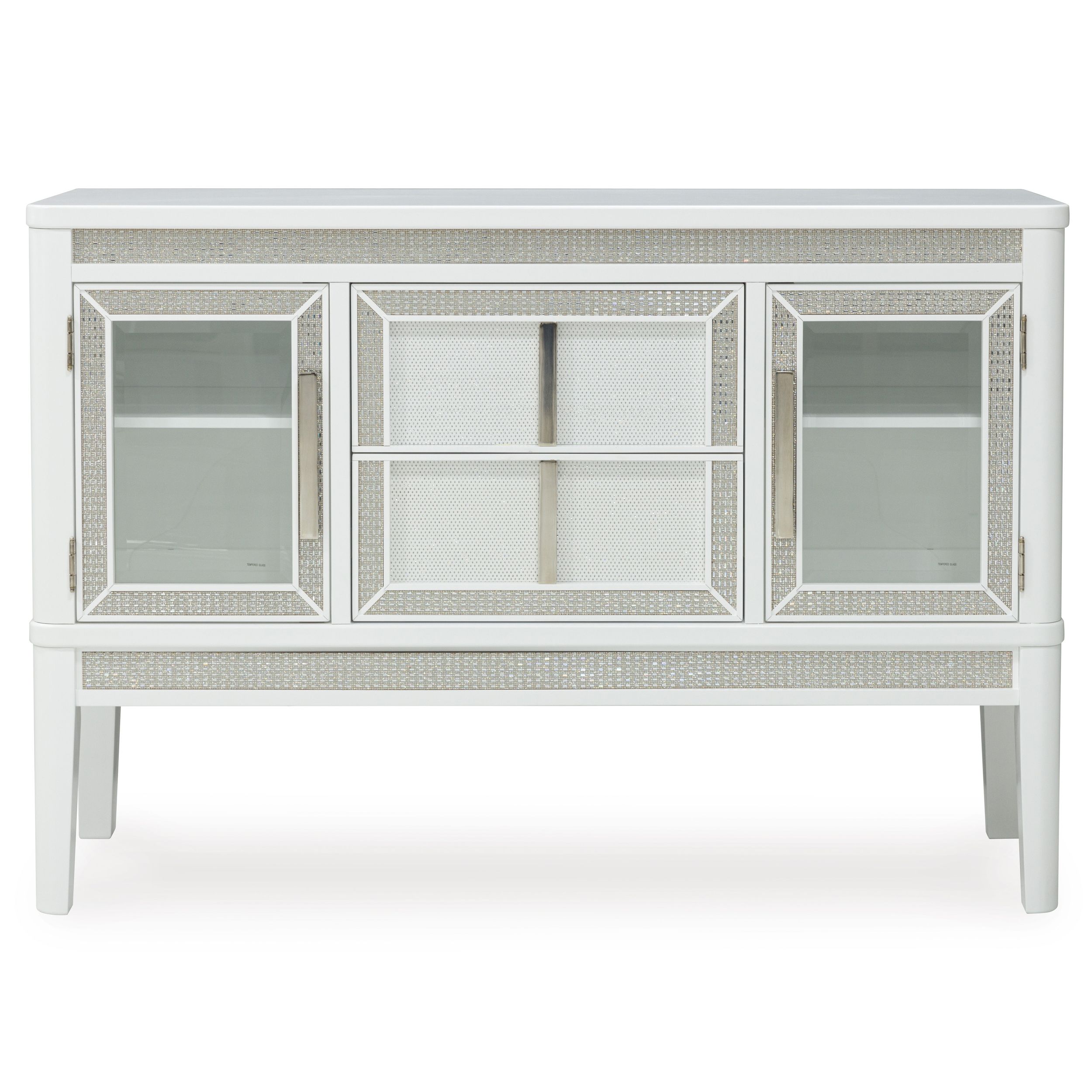 Chalanna Rectangular Extendable Dining Room Set | White & Glass