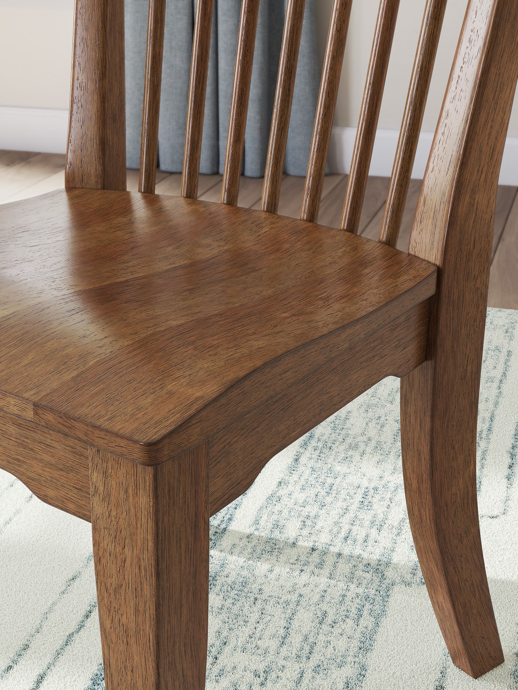 Greddinton Spindle-Back Dining Chair | Rustic Brown Wood