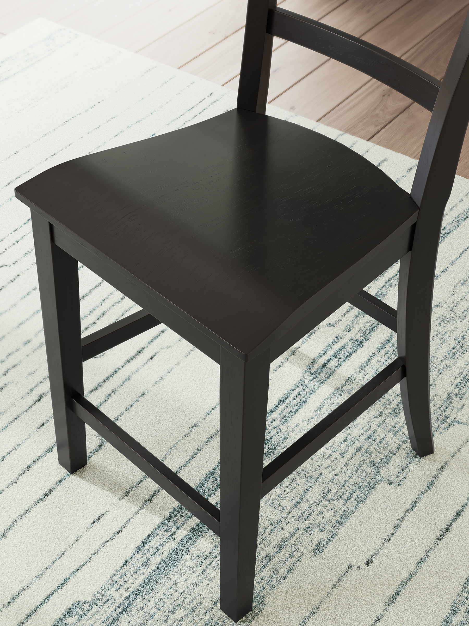 Greddinton Black Wood Barstool Set of 2 | Slat Back Design