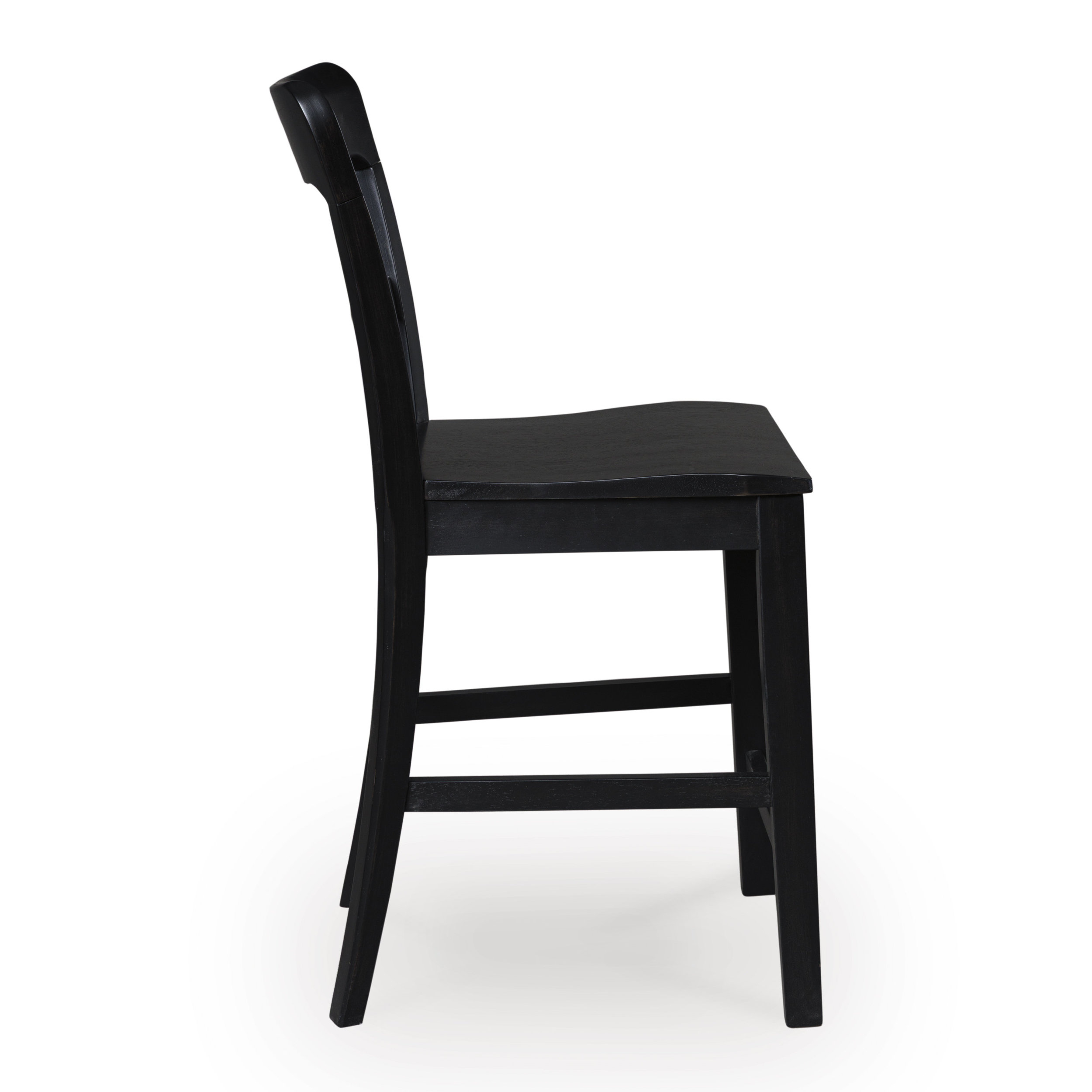 Greddinton Black Wood Barstool Set of 2 | Slat Back Design