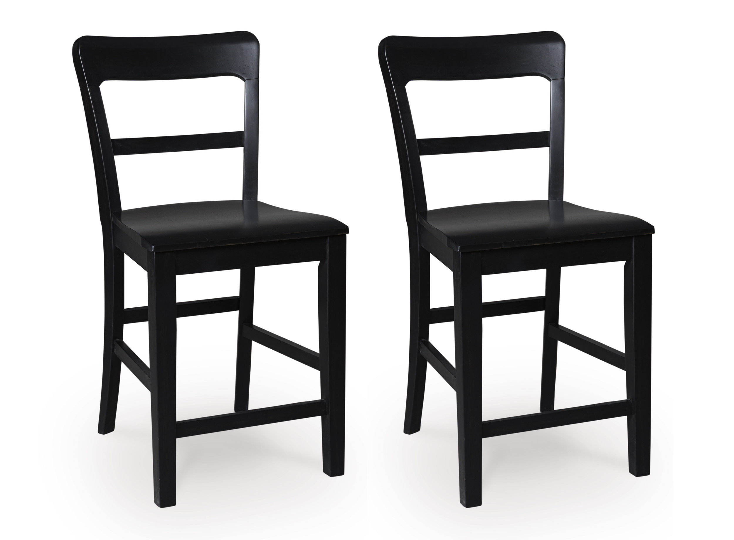 Greddinton Black Wood Barstool Set of 2 | Slat Back Design