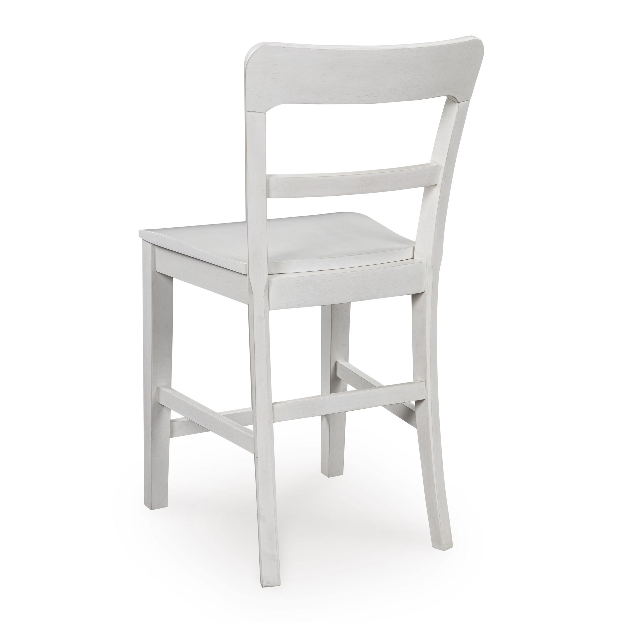 Greddinton White Wood Barstool with Slat Back Design