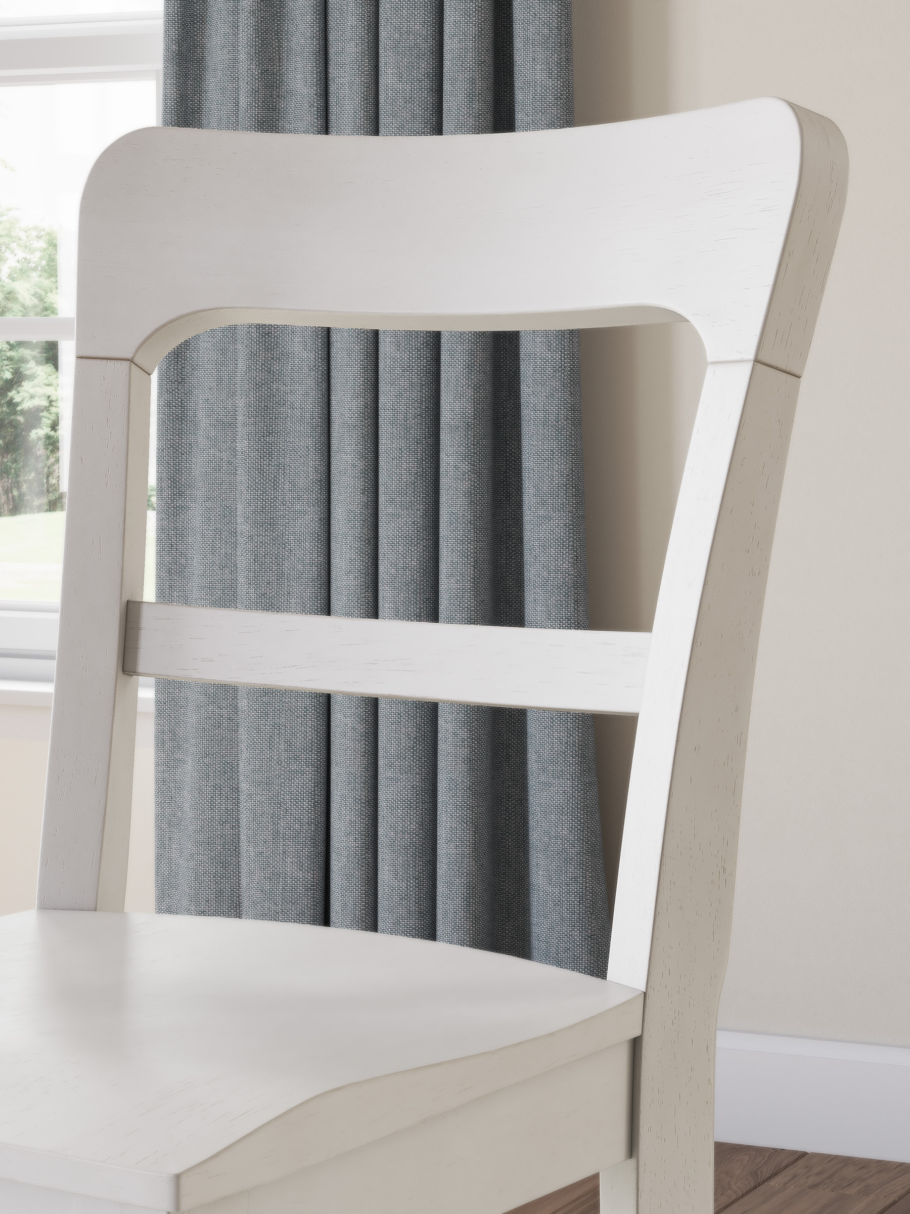 Greddinton White Wood Barstool with Slat Back Design