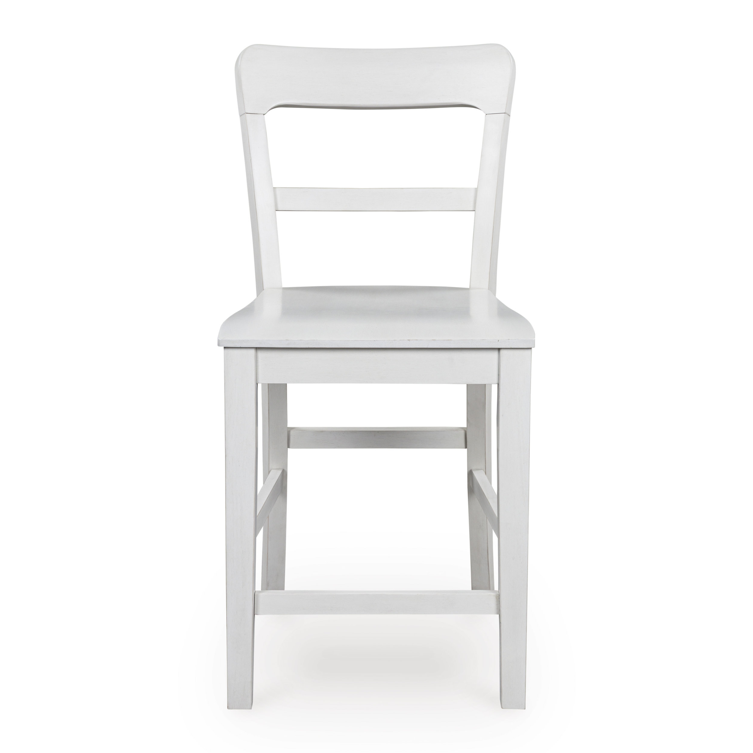 Greddinton White Wood Barstool with Slat Back Design