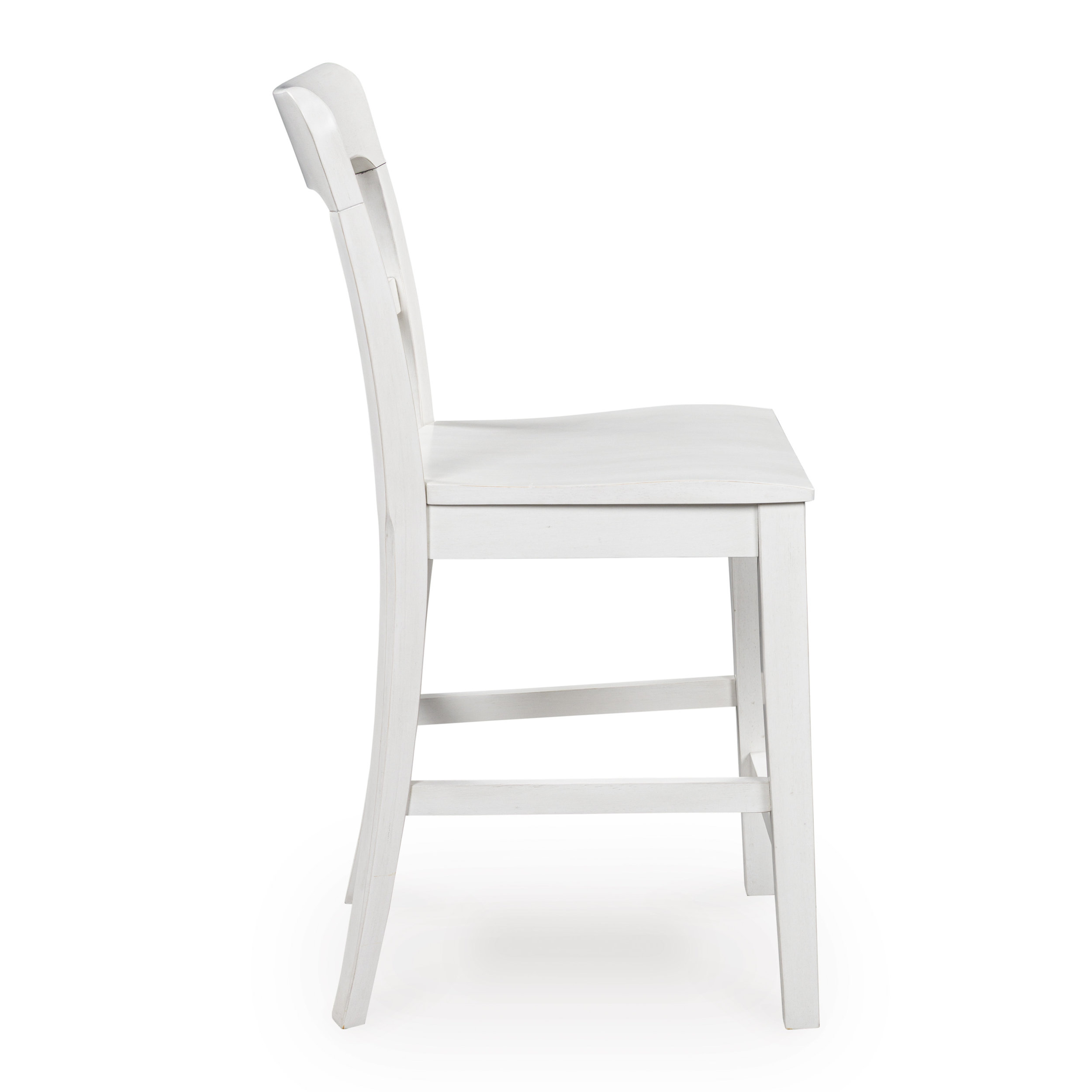 Greddinton White Wood Barstool with Slat Back Design