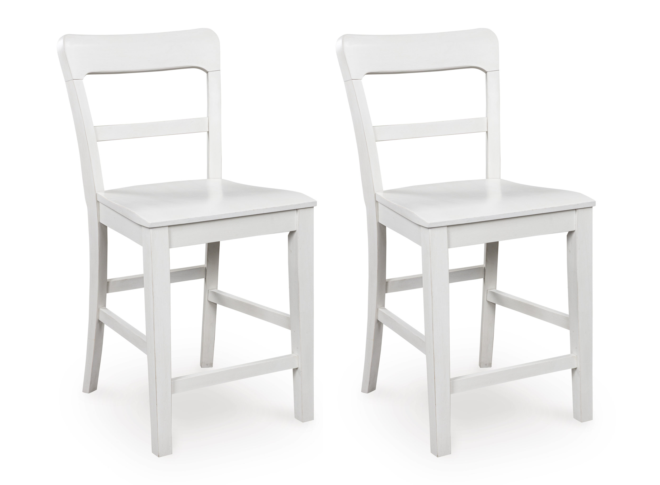 Greddinton White Wood Barstool with Slat Back Design