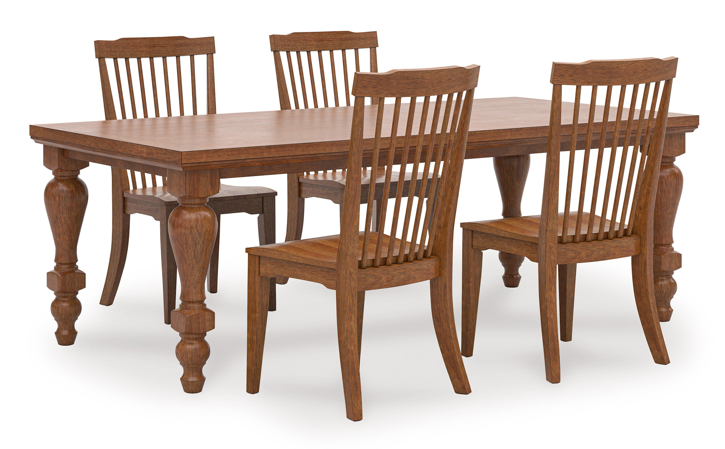Greddinton Spindle-Back Dining Chair | Rustic Brown Wood