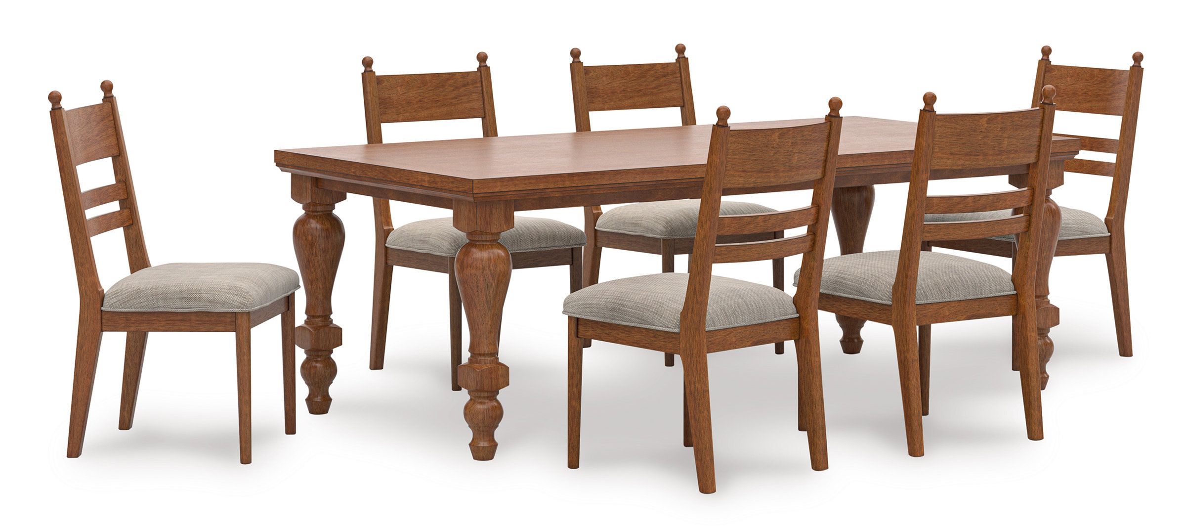 Greddinton Ladder-Back Dining Chair | Rustic Brown Upholstered