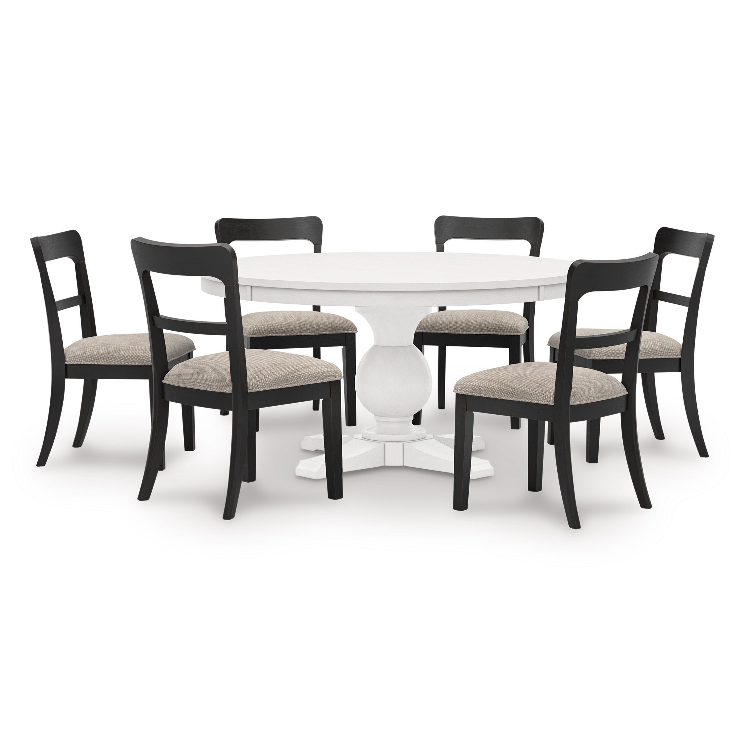 Greddinton Round Dining Set - Antiqued White Pedestal | Ashley