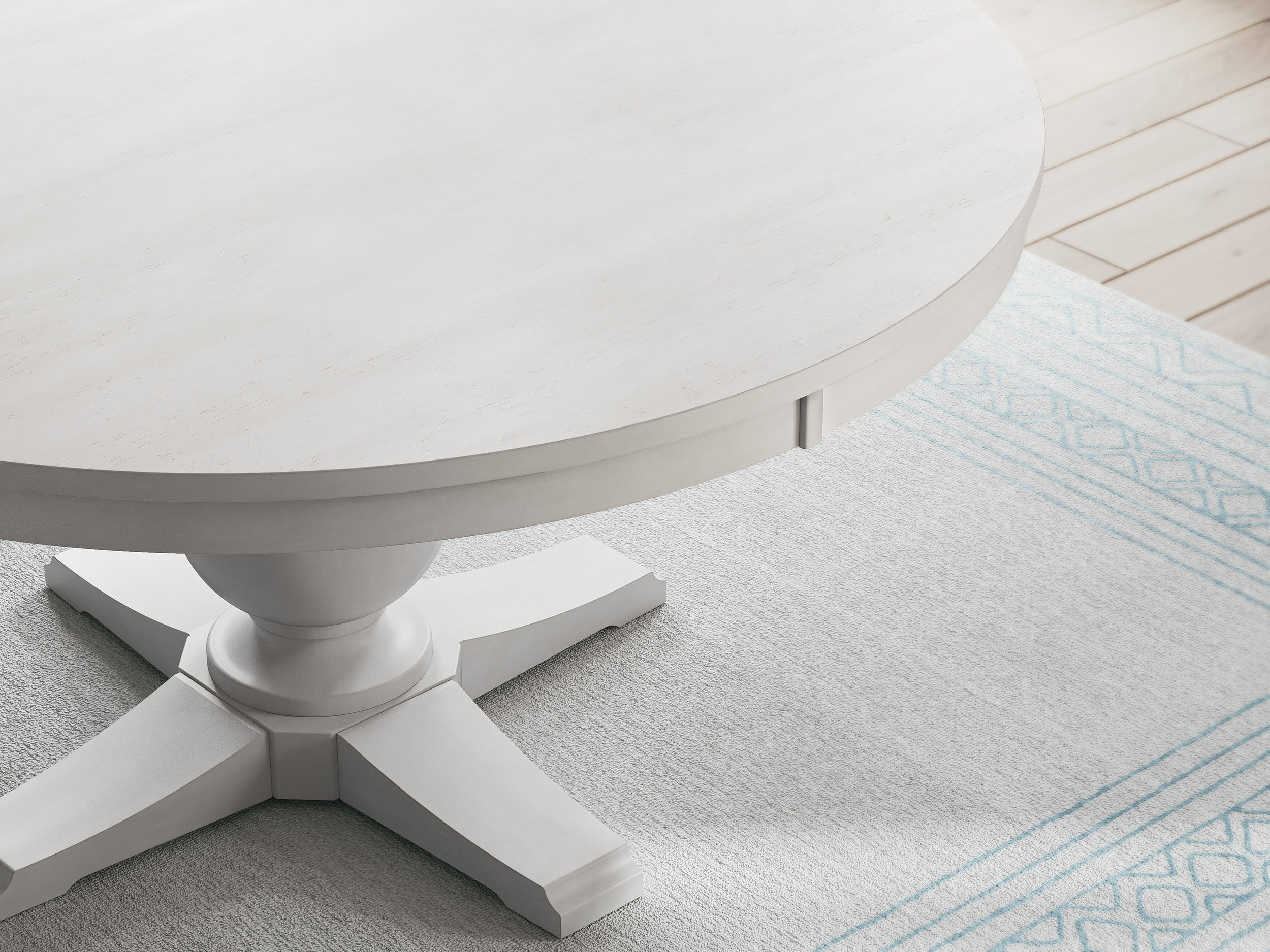 Greddinton Round White Wood Dining Table | Farmhouse Pedestal