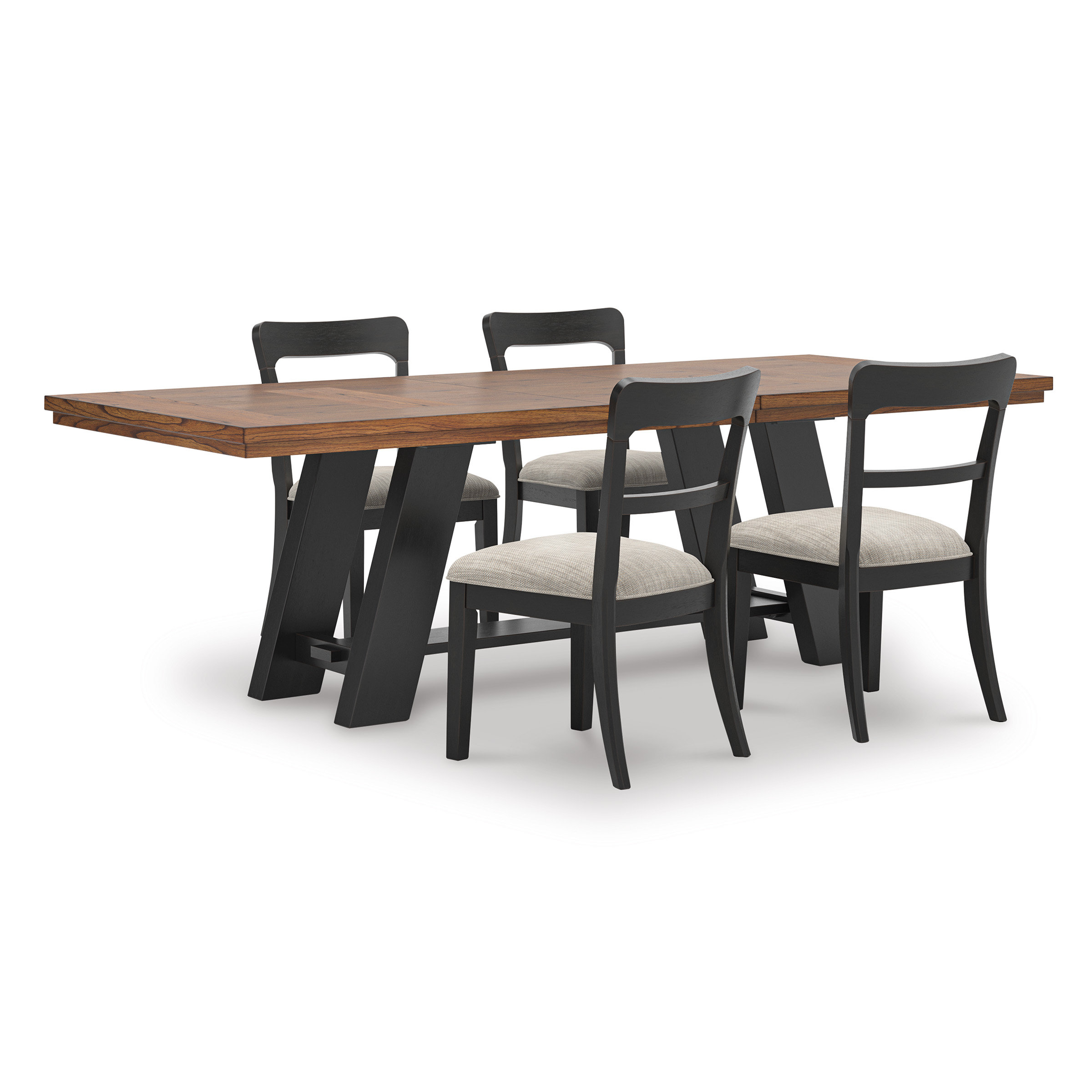 Greddinton Extendable Wood Dining Table - Brown/Black Farmhouse