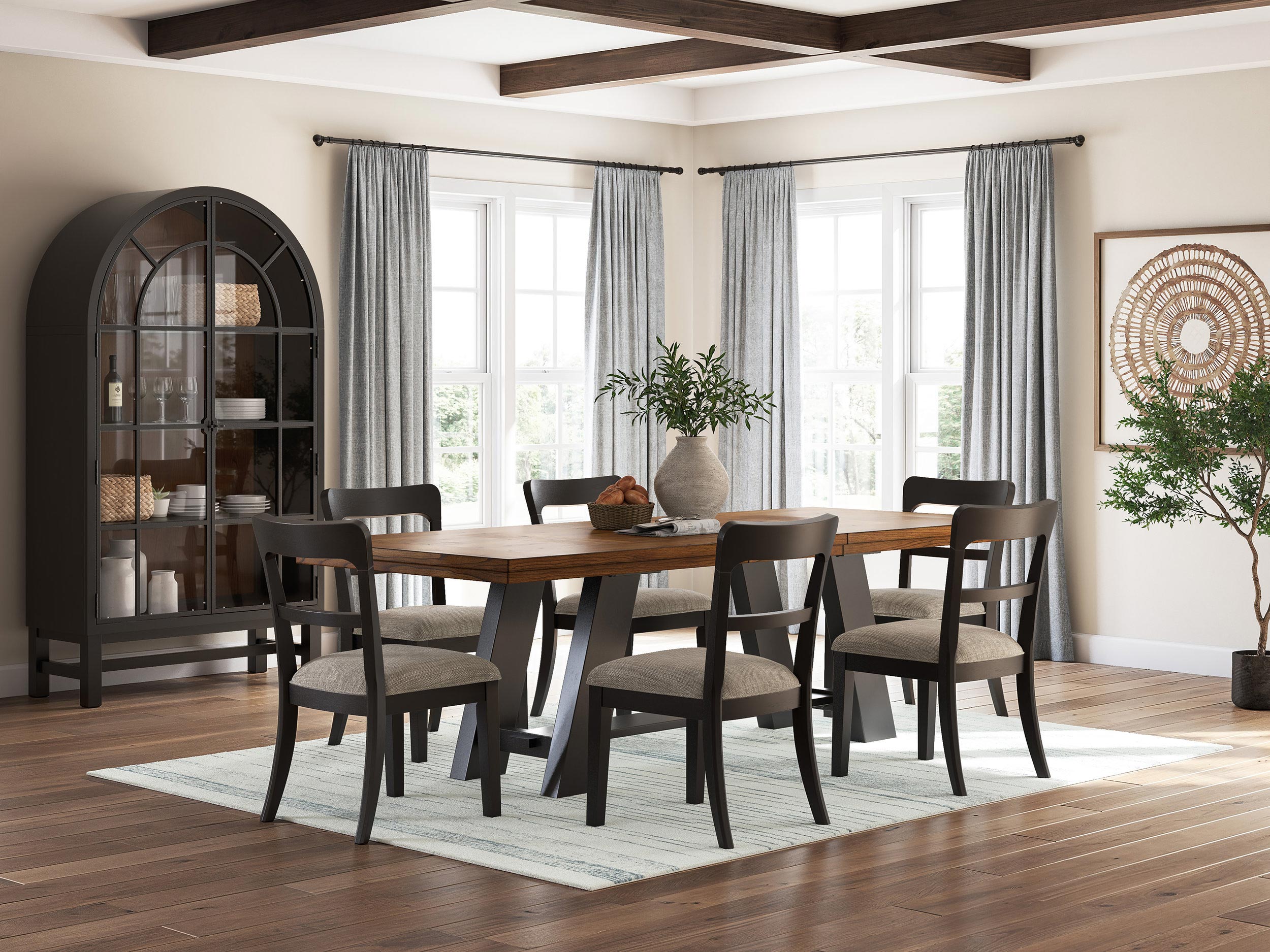 Greddinton Extendable Wood Dining Table - Brown/Black Farmhouse
