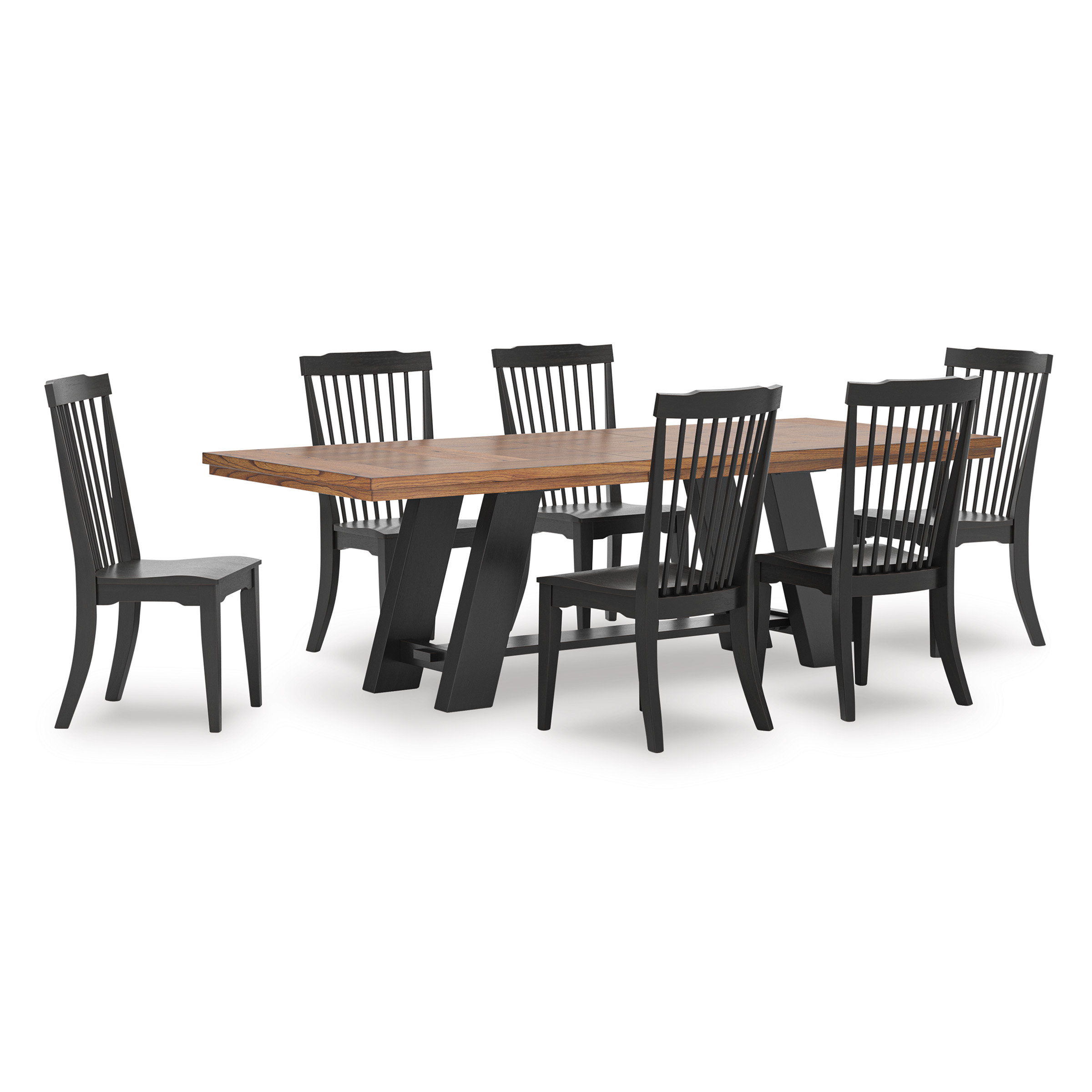 Greddinton Extendable Wood Dining Table - Brown/Black Farmhouse