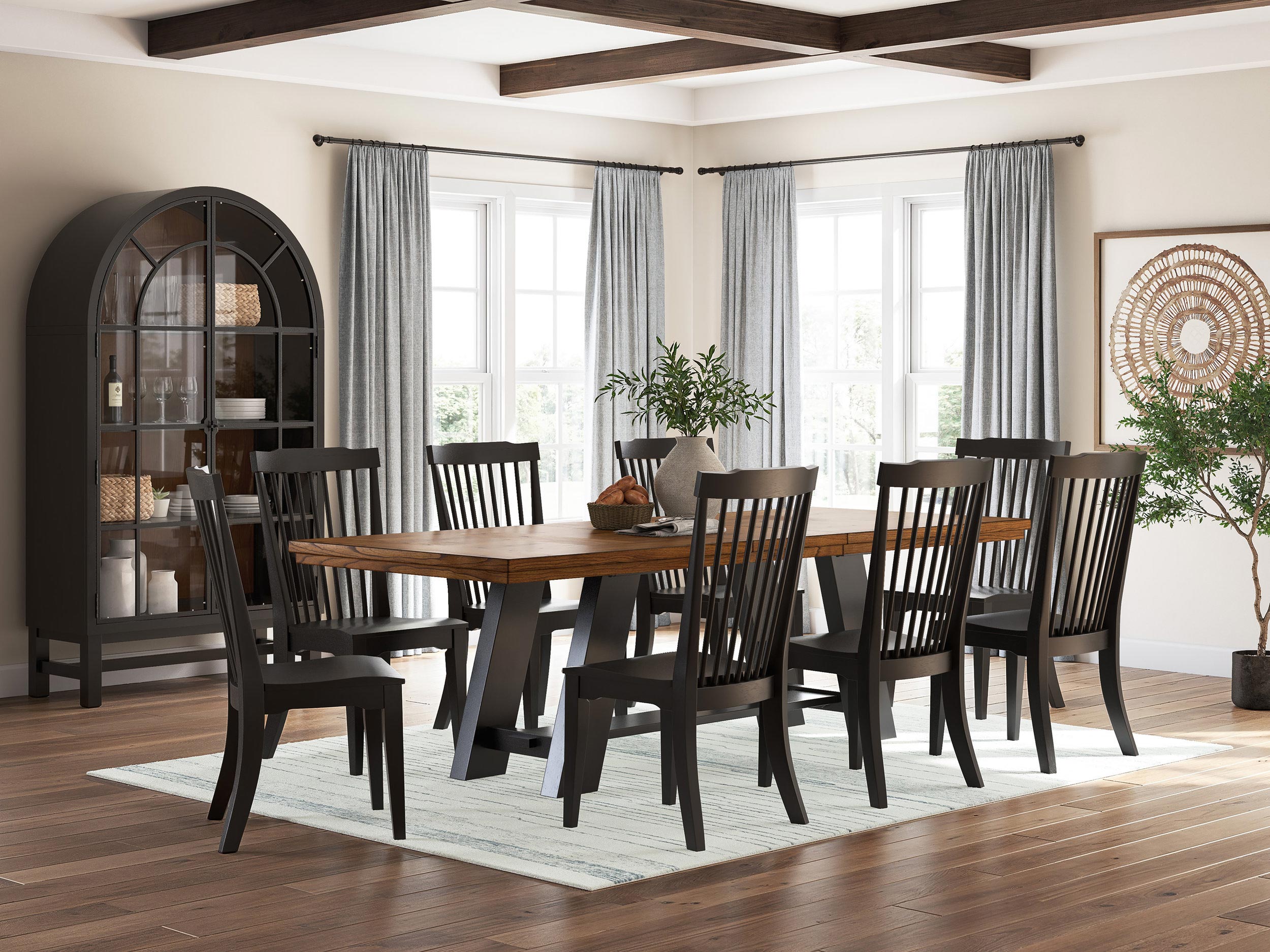 Greddinton Extendable Wood Dining Table - Brown/Black Farmhouse